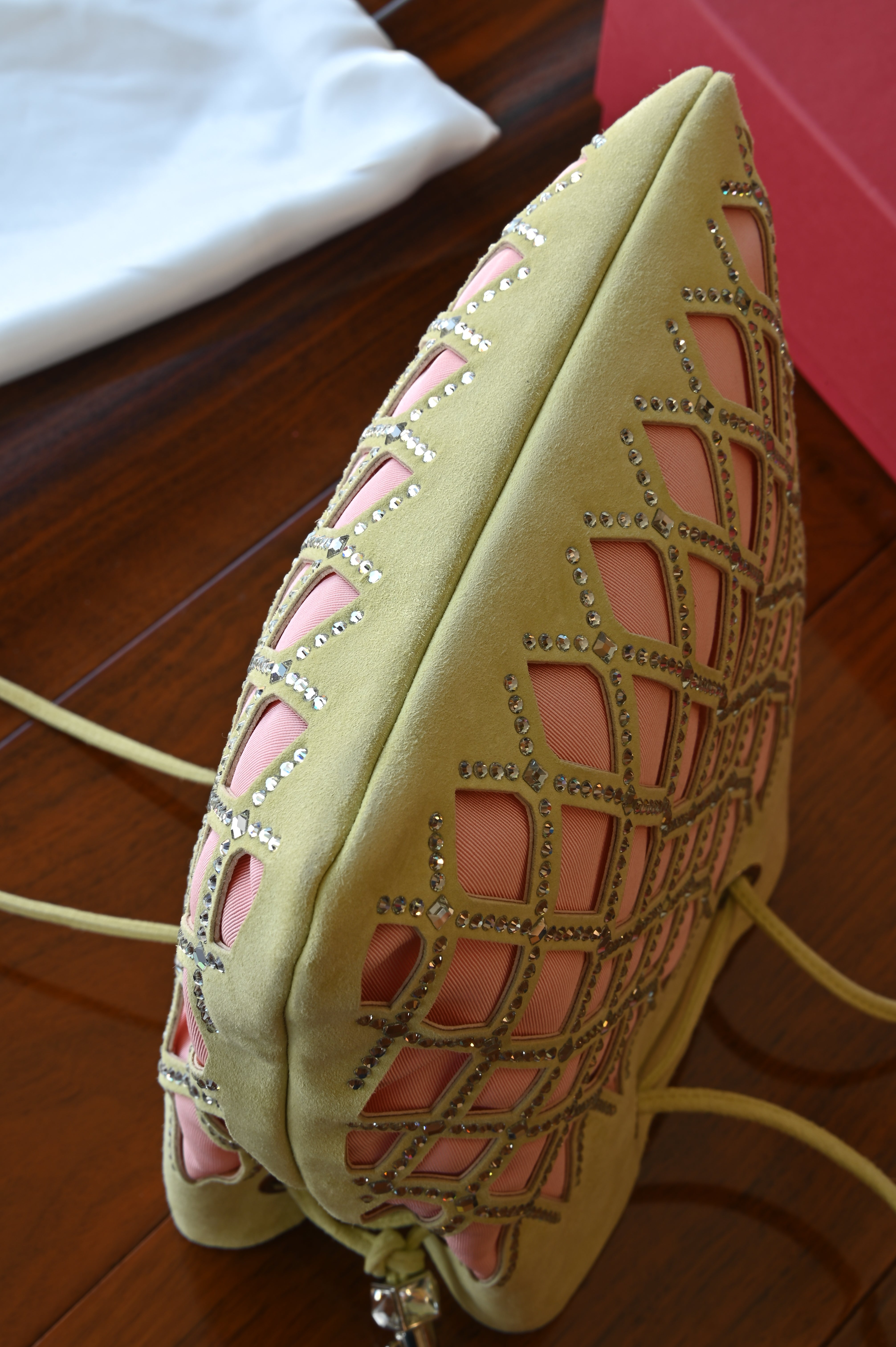 Roger Vivier Green Pink Queeny Bucket Bag bottom