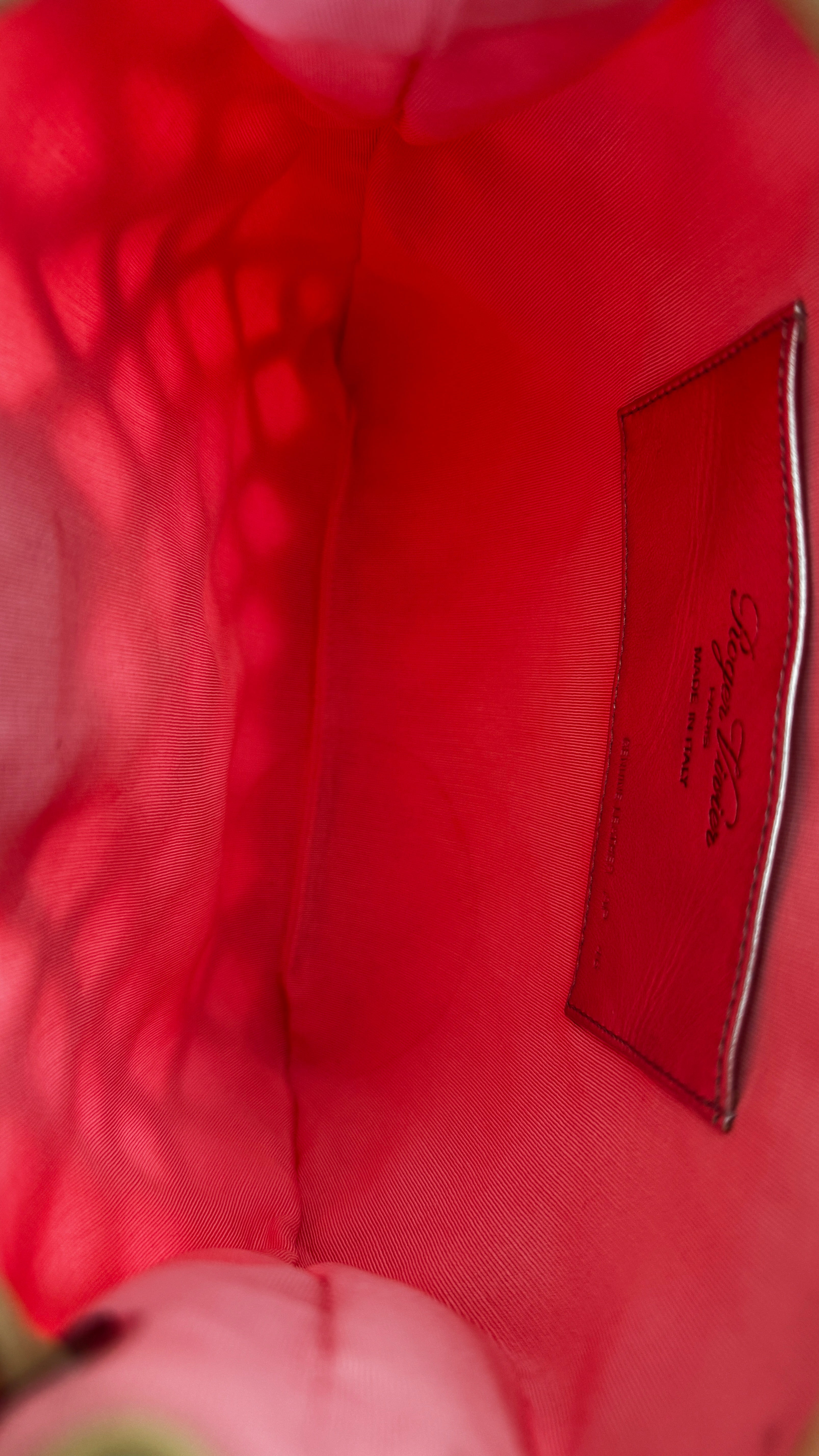 Roger Vivier Green Pink Queeny Bucket Bag inside