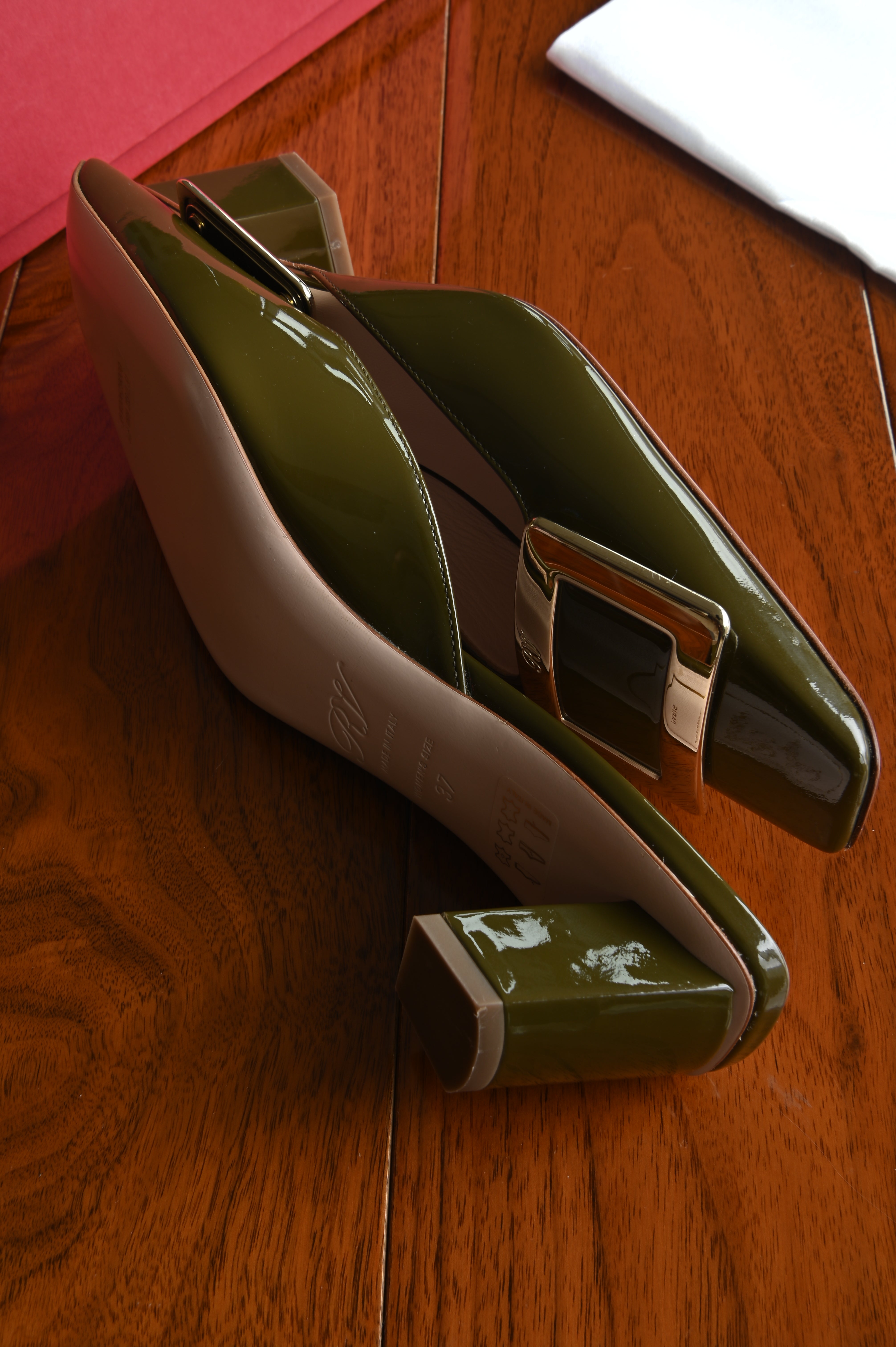 Roger Vivier Olive Green Mules Heels side two