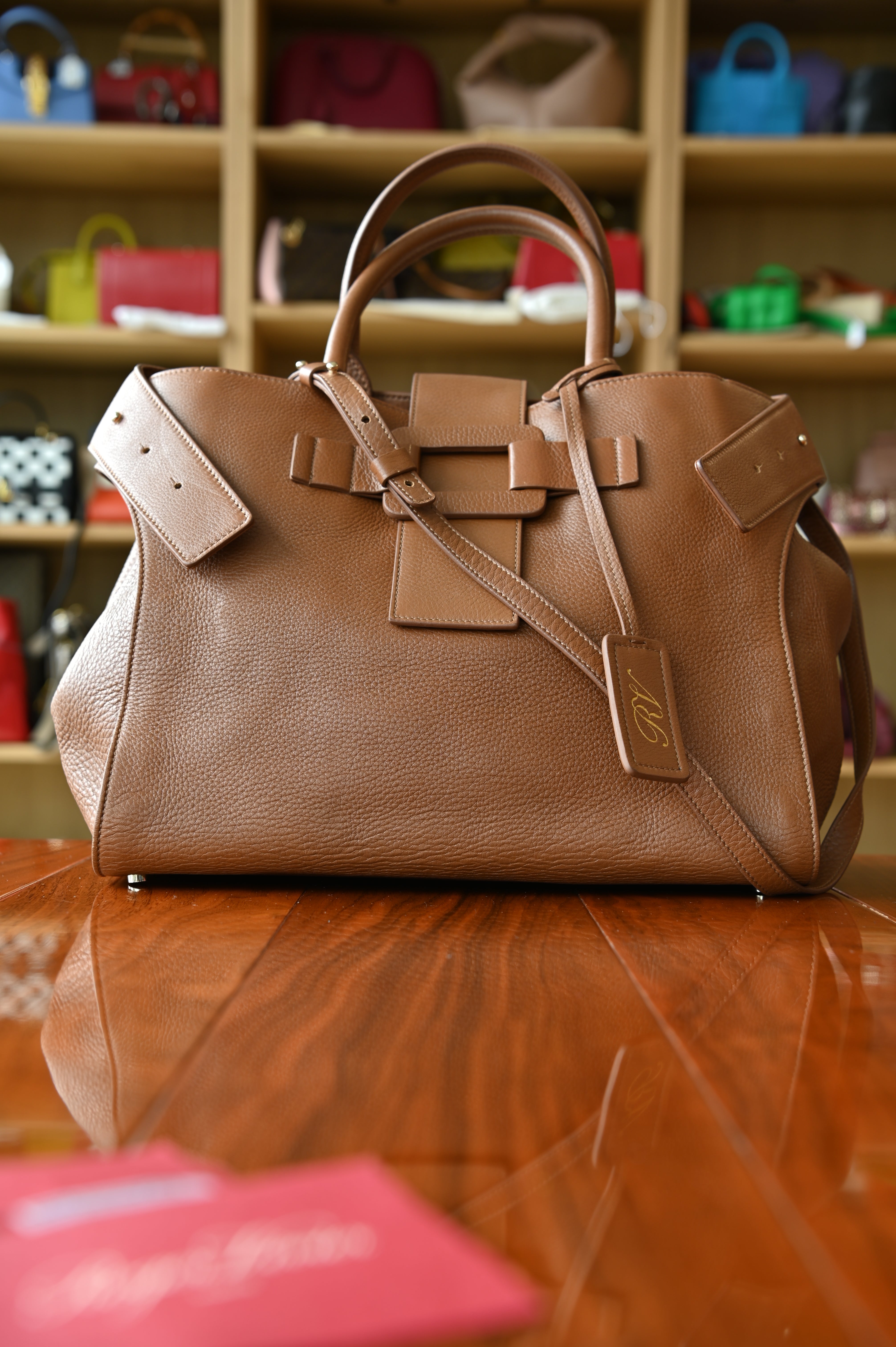 Roger Vivier Pilgrim De Jour Camel Tote Bag strap