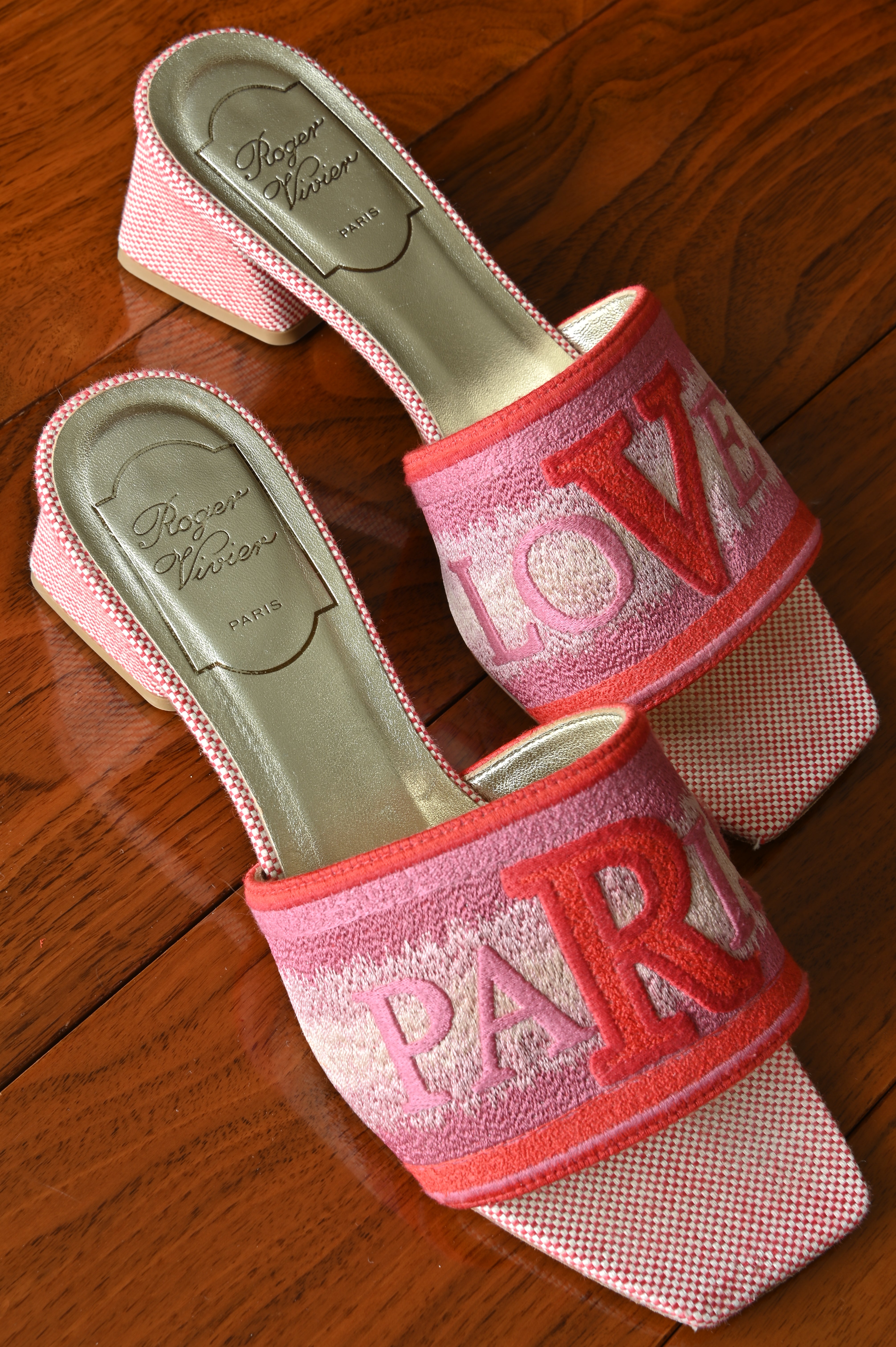 Roger Vivier Pink Loves Paris Heeled Mules