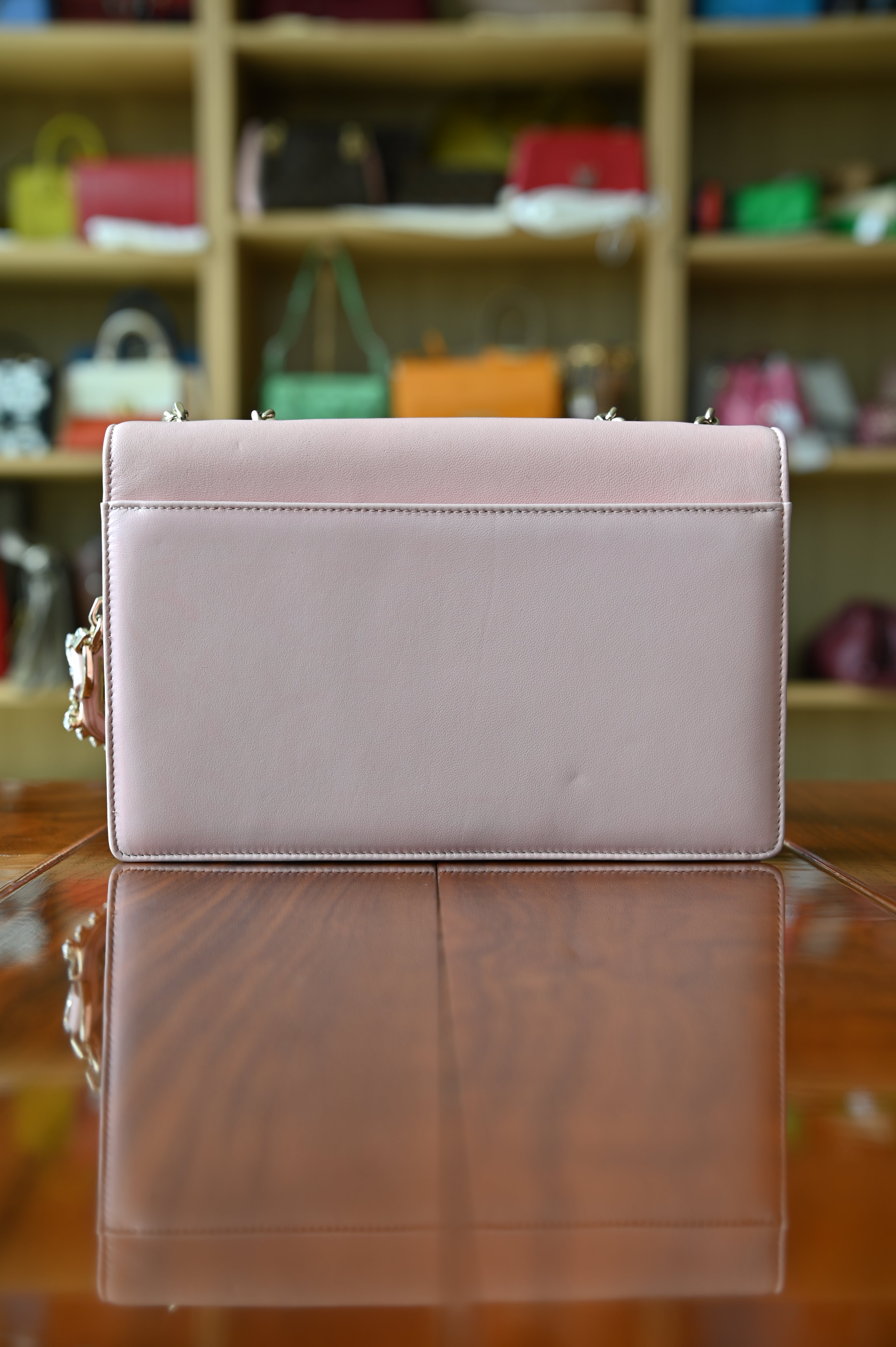Roger Vivier Pink Miss Vivier Strass Buckle Shoulder Bag back