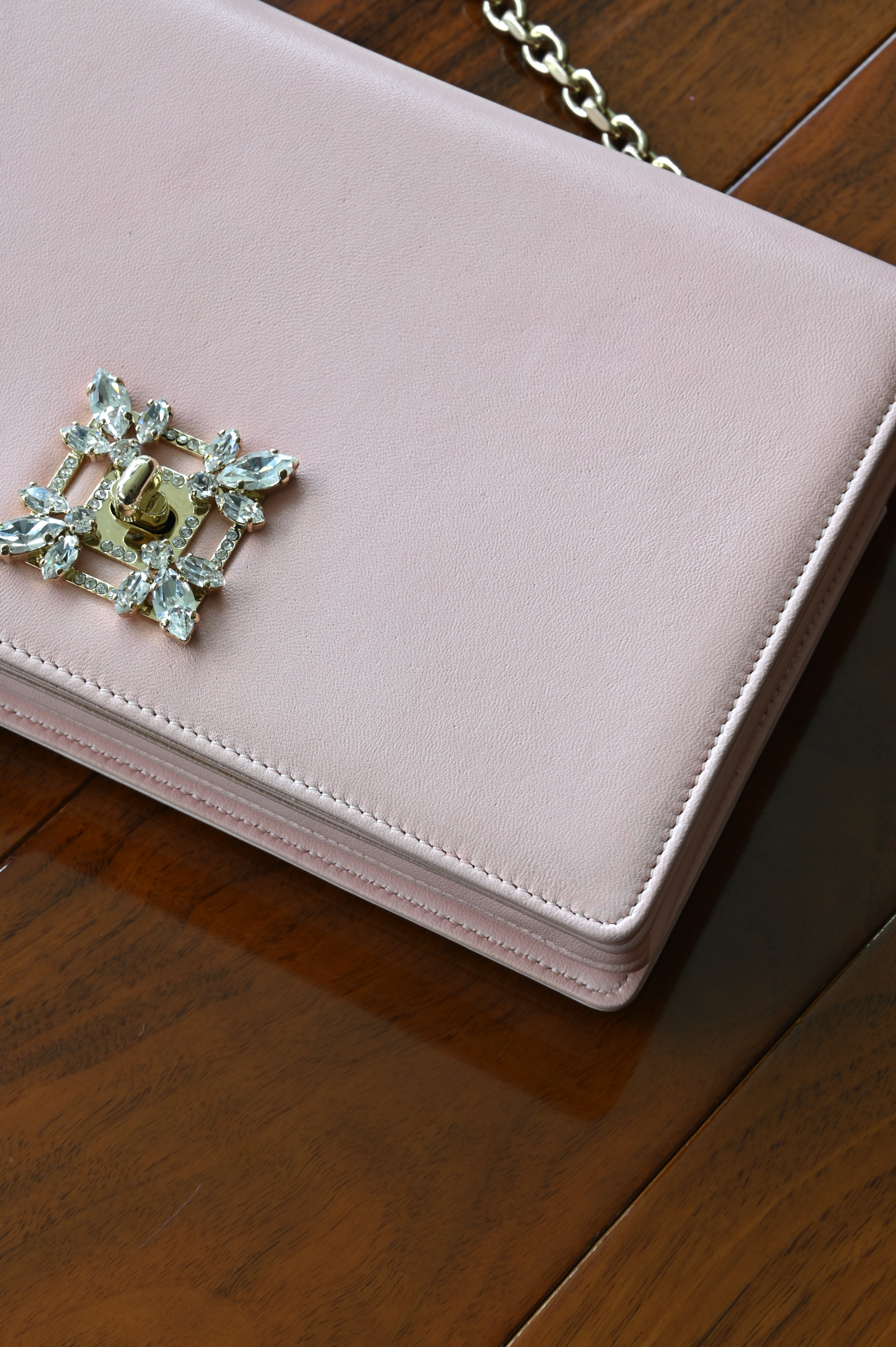 Roger Vivier Pink Miss Vivier Strass Buckle Shoulder Bag corner two