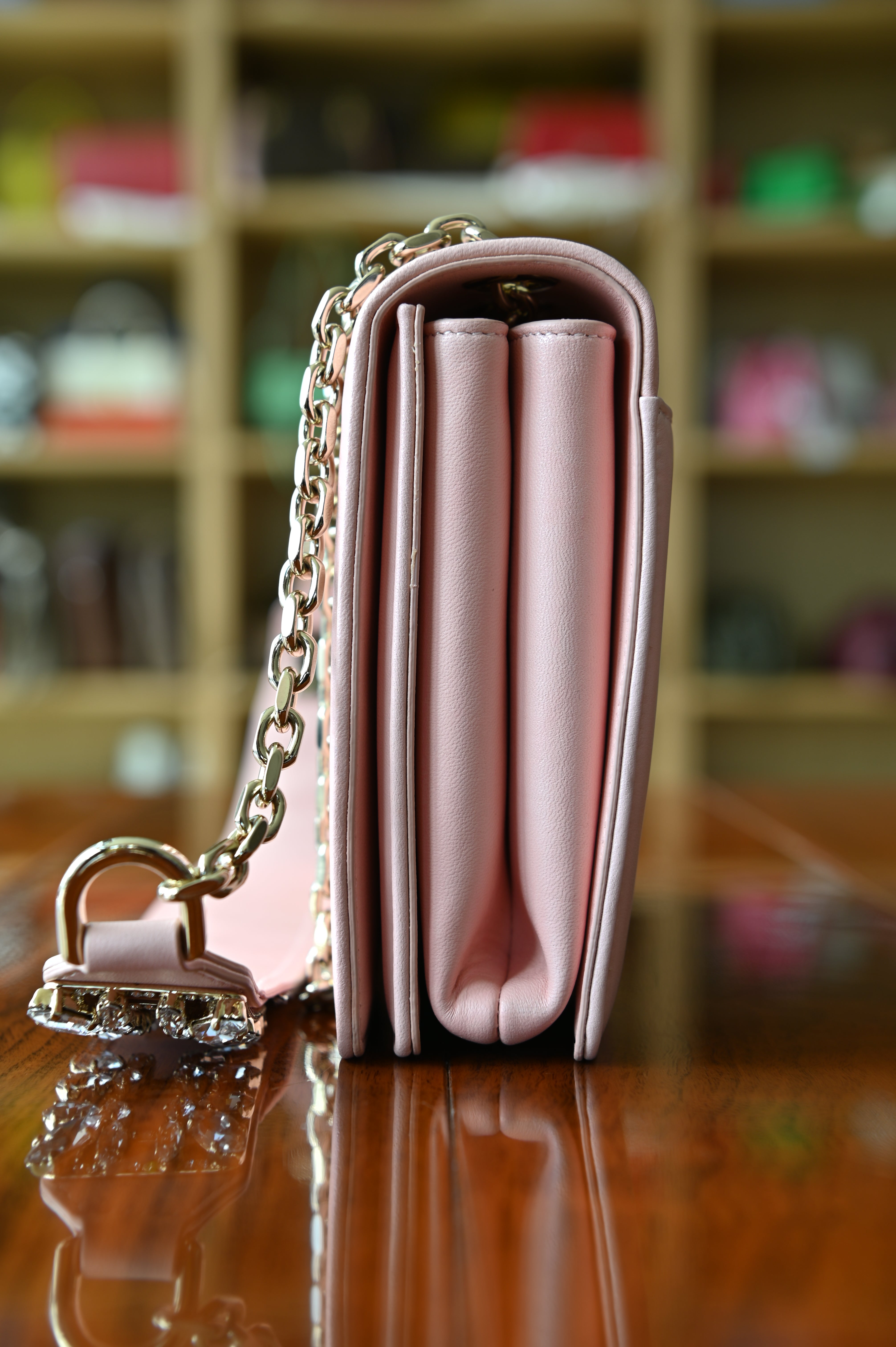 Roger Vivier Pink Miss Vivier Strass Buckle Shoulder Bag side