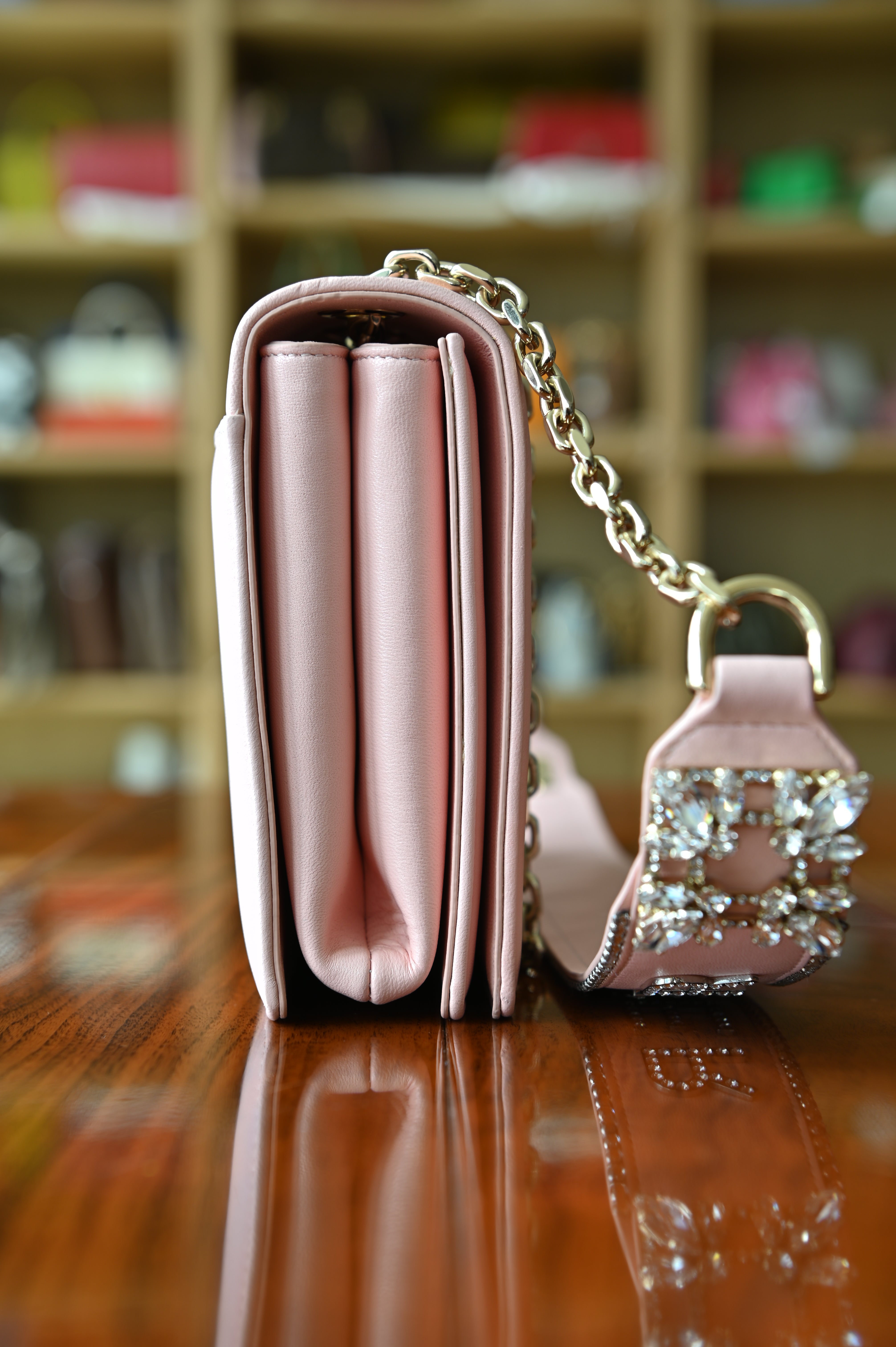 Roger Vivier Pink Miss Vivier Strass Buckle Shoulder Bag side two
