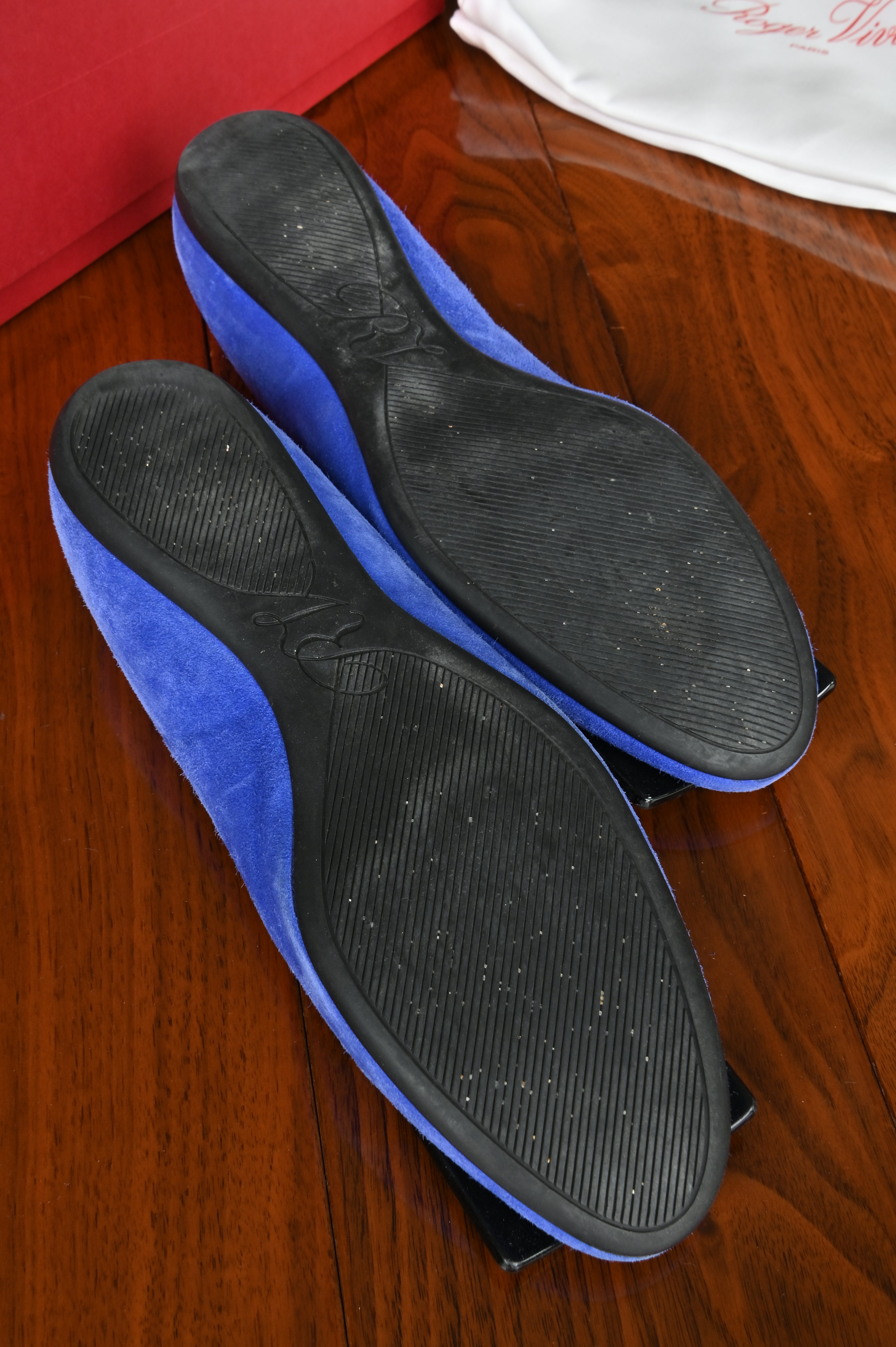 Roger Vivier Royal Blue Gommette Flats bottom view
