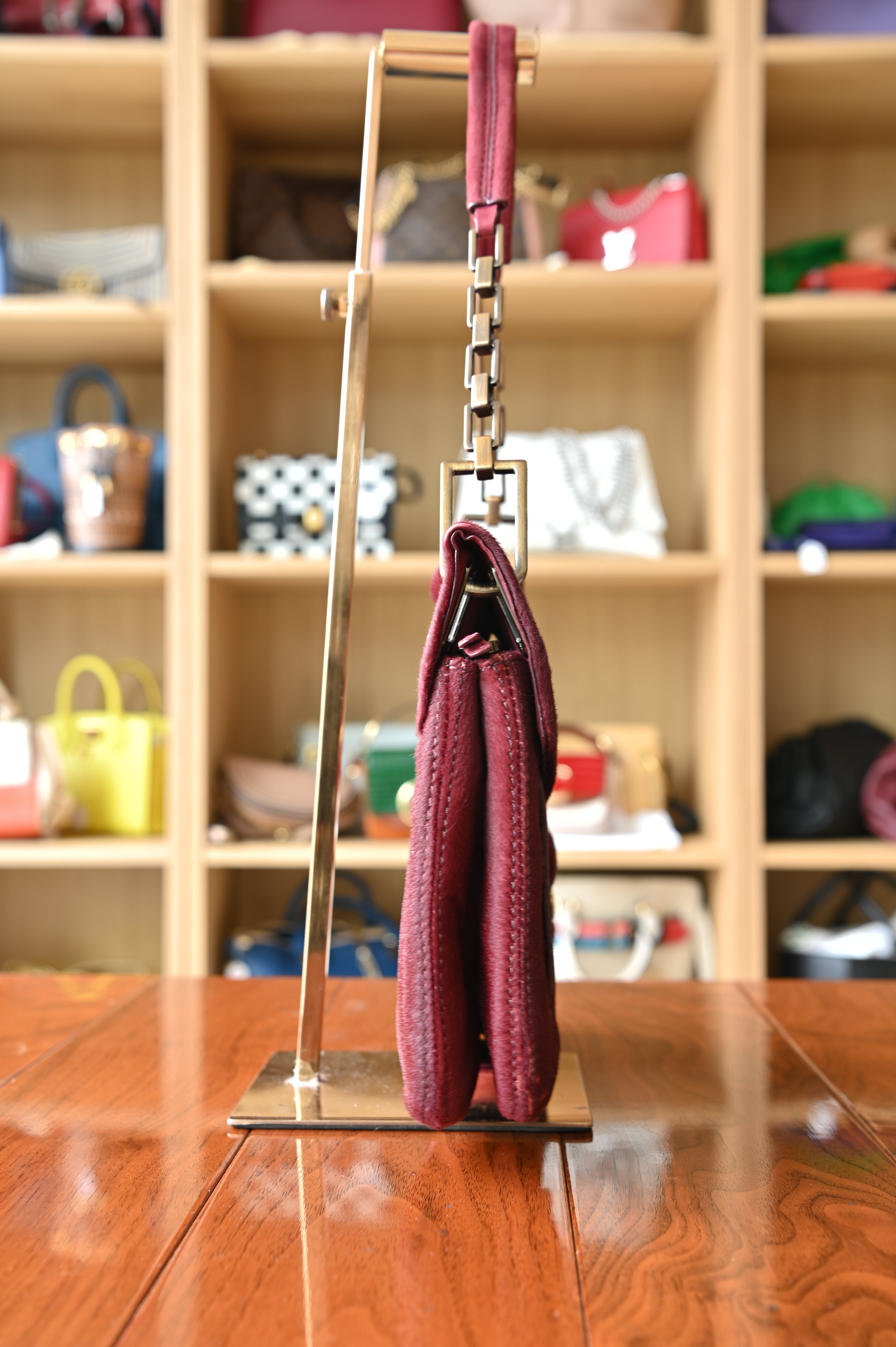 Roger Vivier Suede Burgundy Shoulder Bag side two