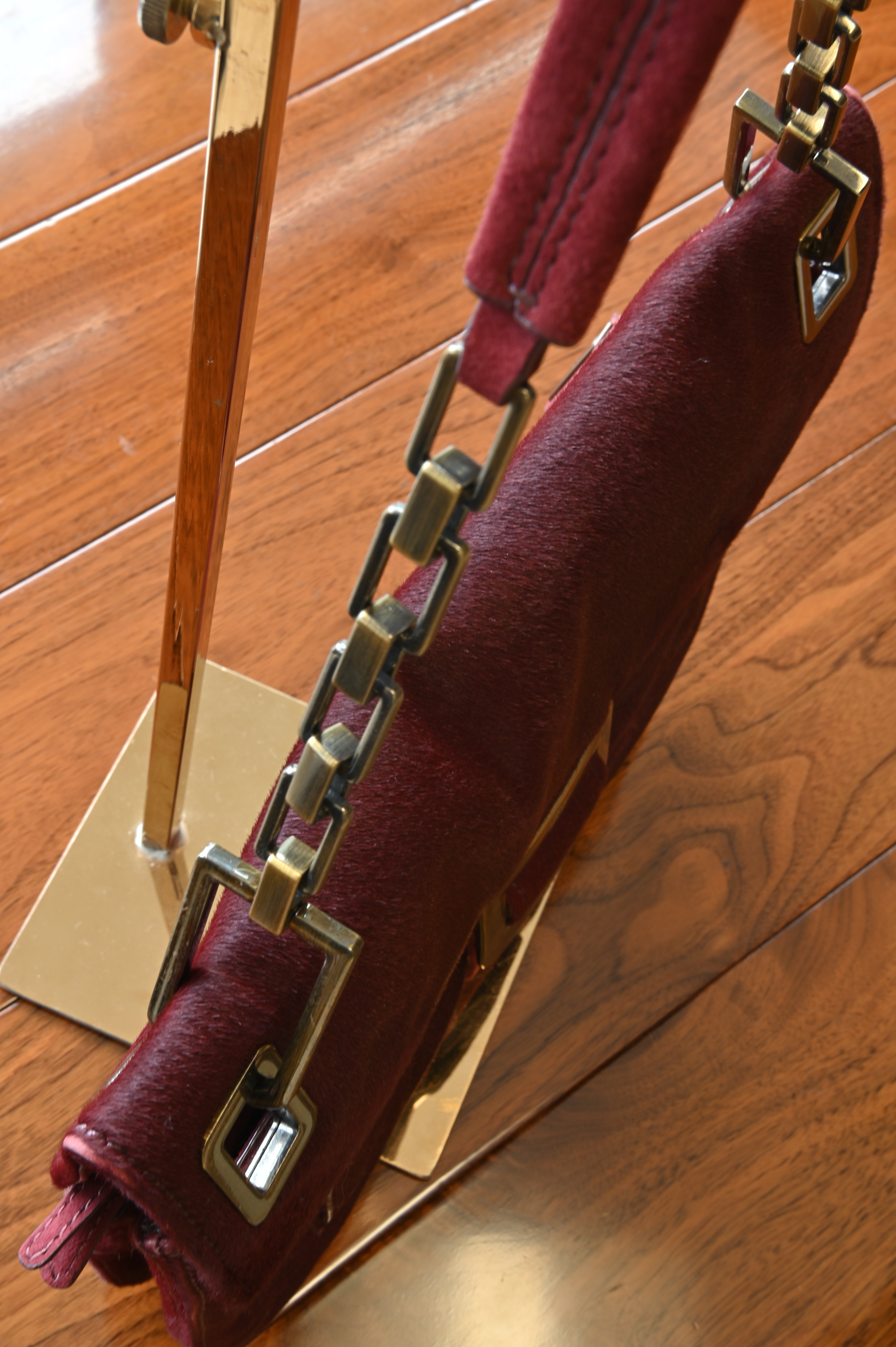 Roger Vivier Suede Burgundy Shoulder Bag top