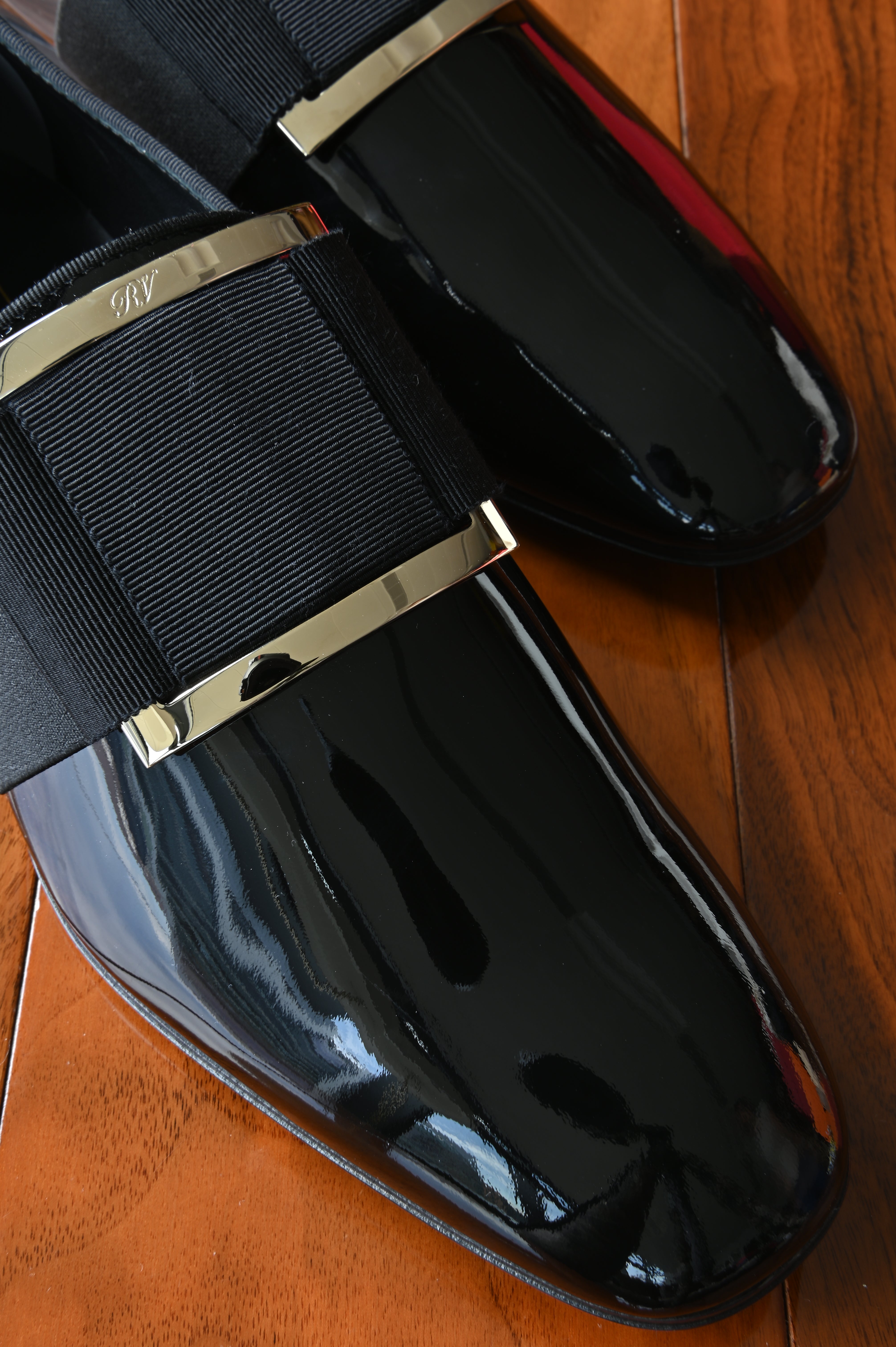 Roger Vivier Tuxedo Man Black Patent Loafers front