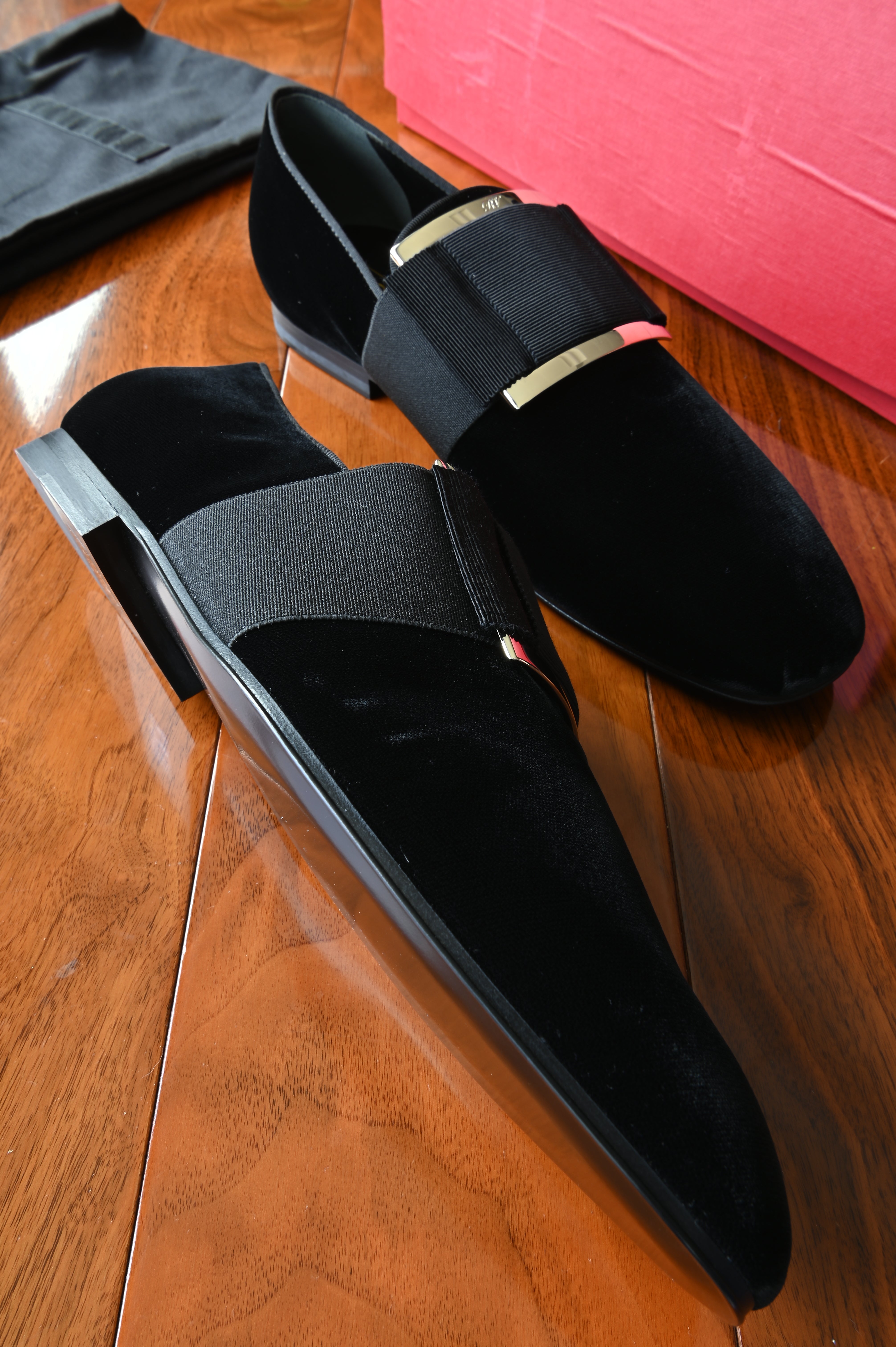 Roger Vivier Tuxedo Man Loafers in Black Velvet left