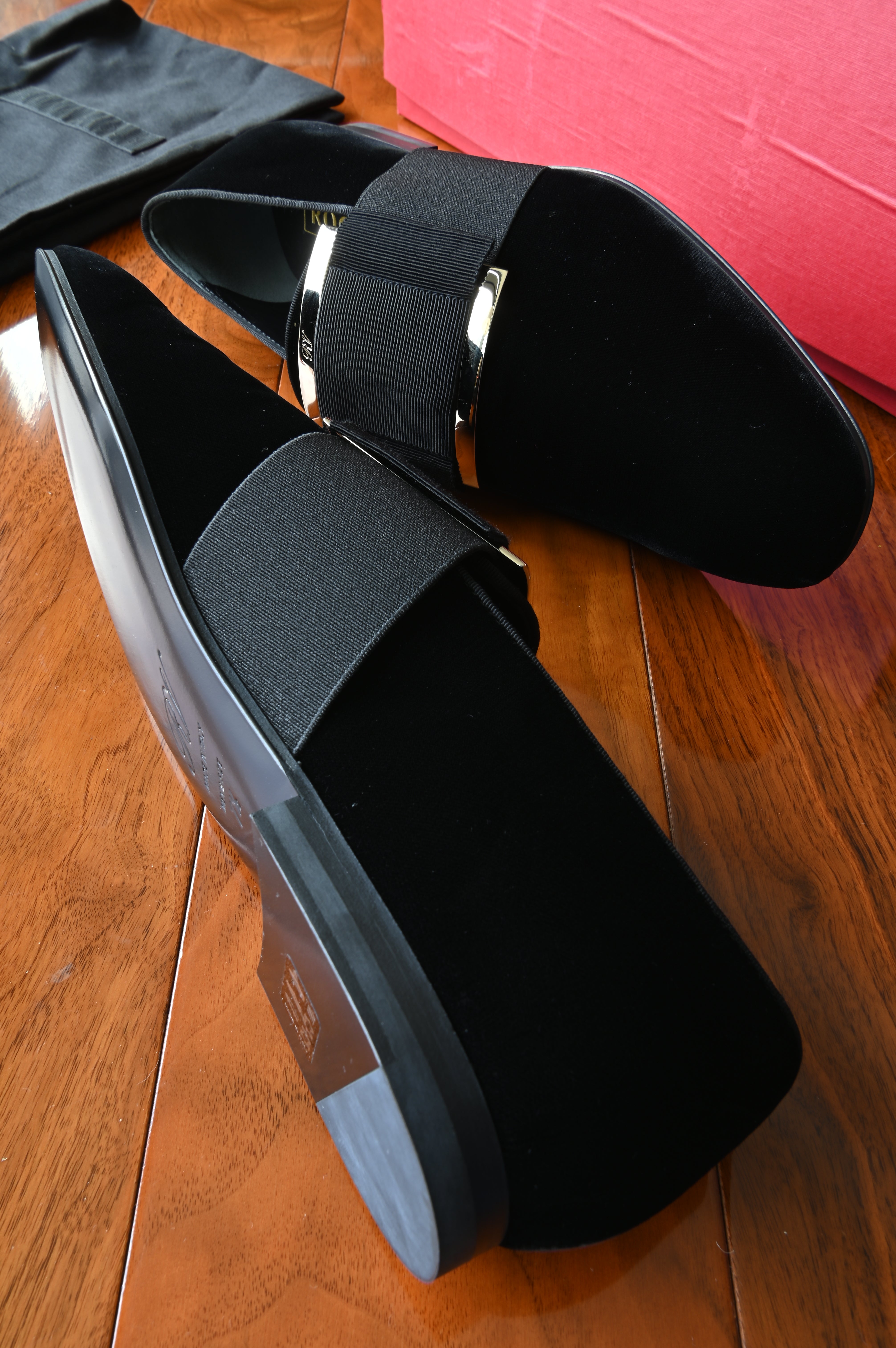 Roger Vivier Tuxedo Man Loafers in Black Velvet side two