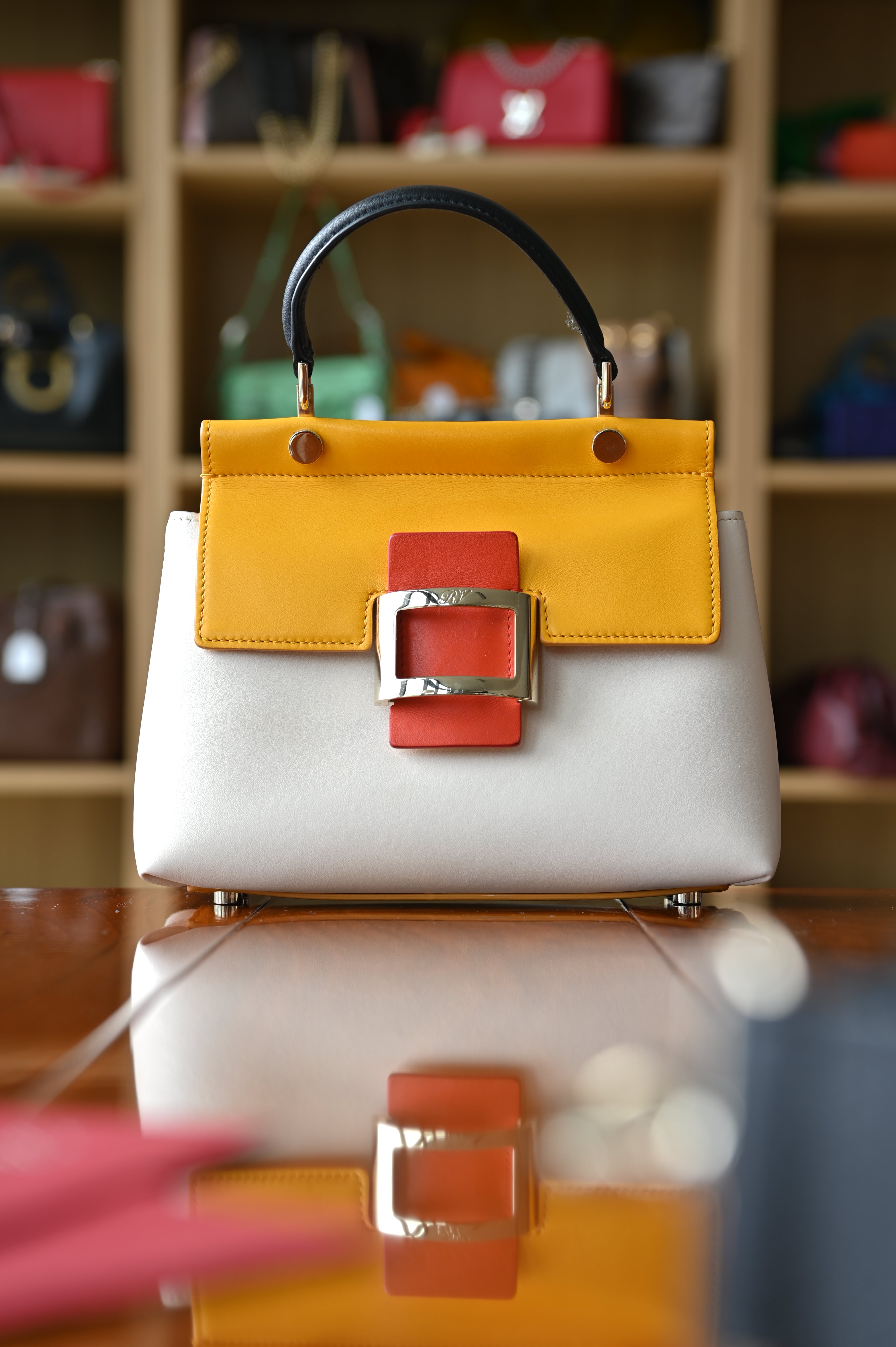 Roger Vivier Viv' Cabas Tri-Color Leather Bag