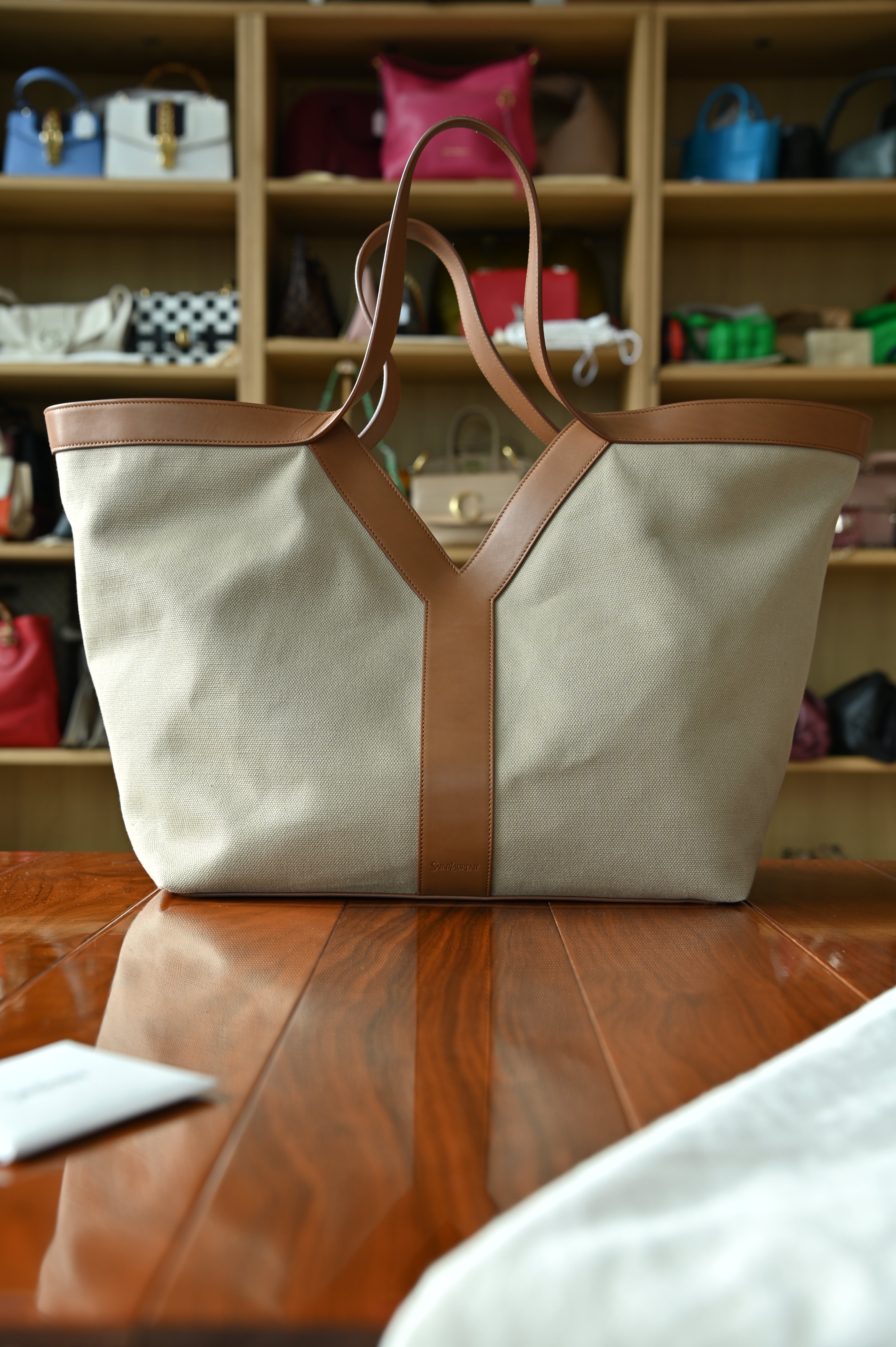 Saint Laurent Beige Y Cabas Bag