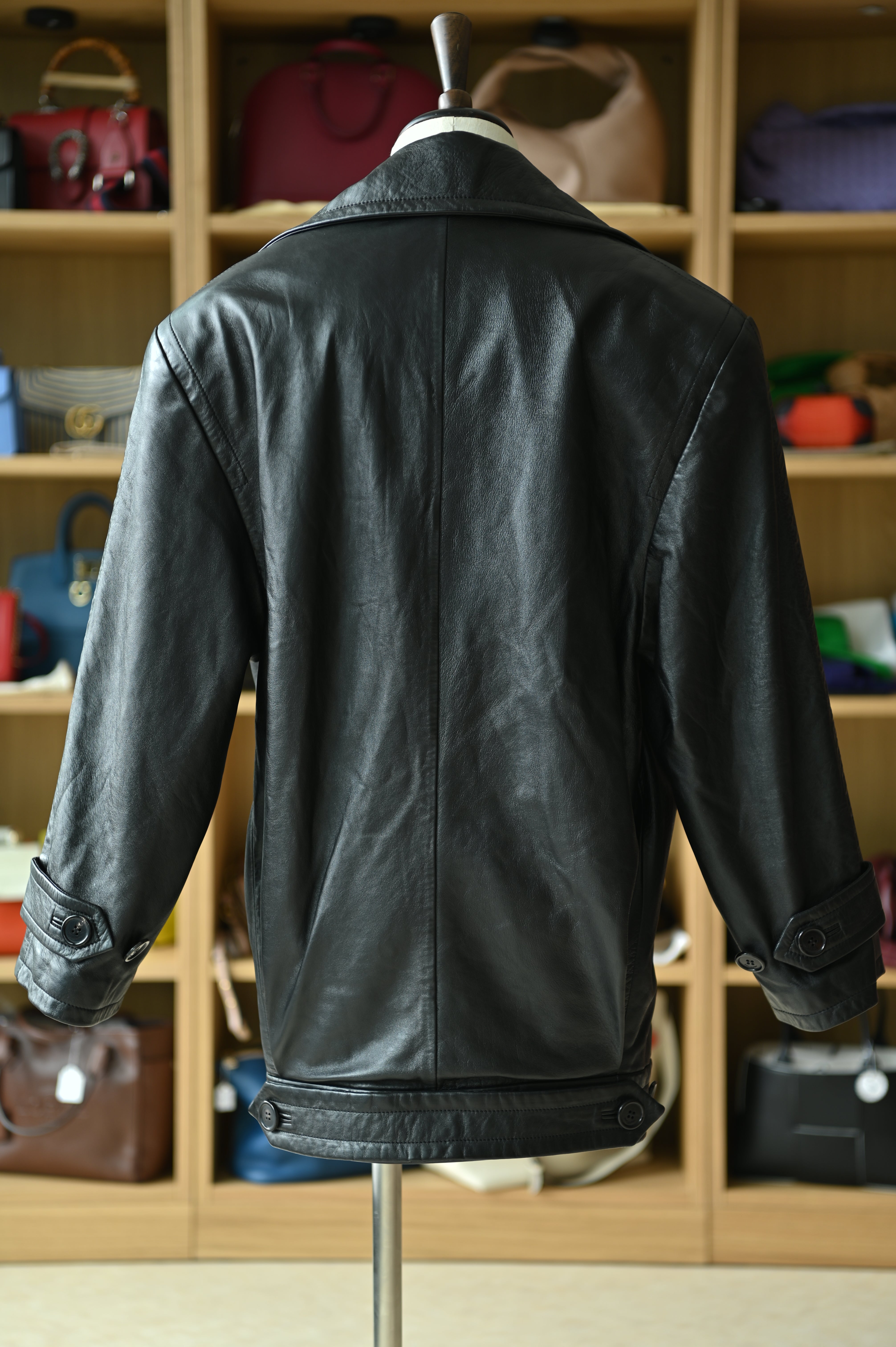 Saint Laurent Black Lamb Leather Blazer Jacket back