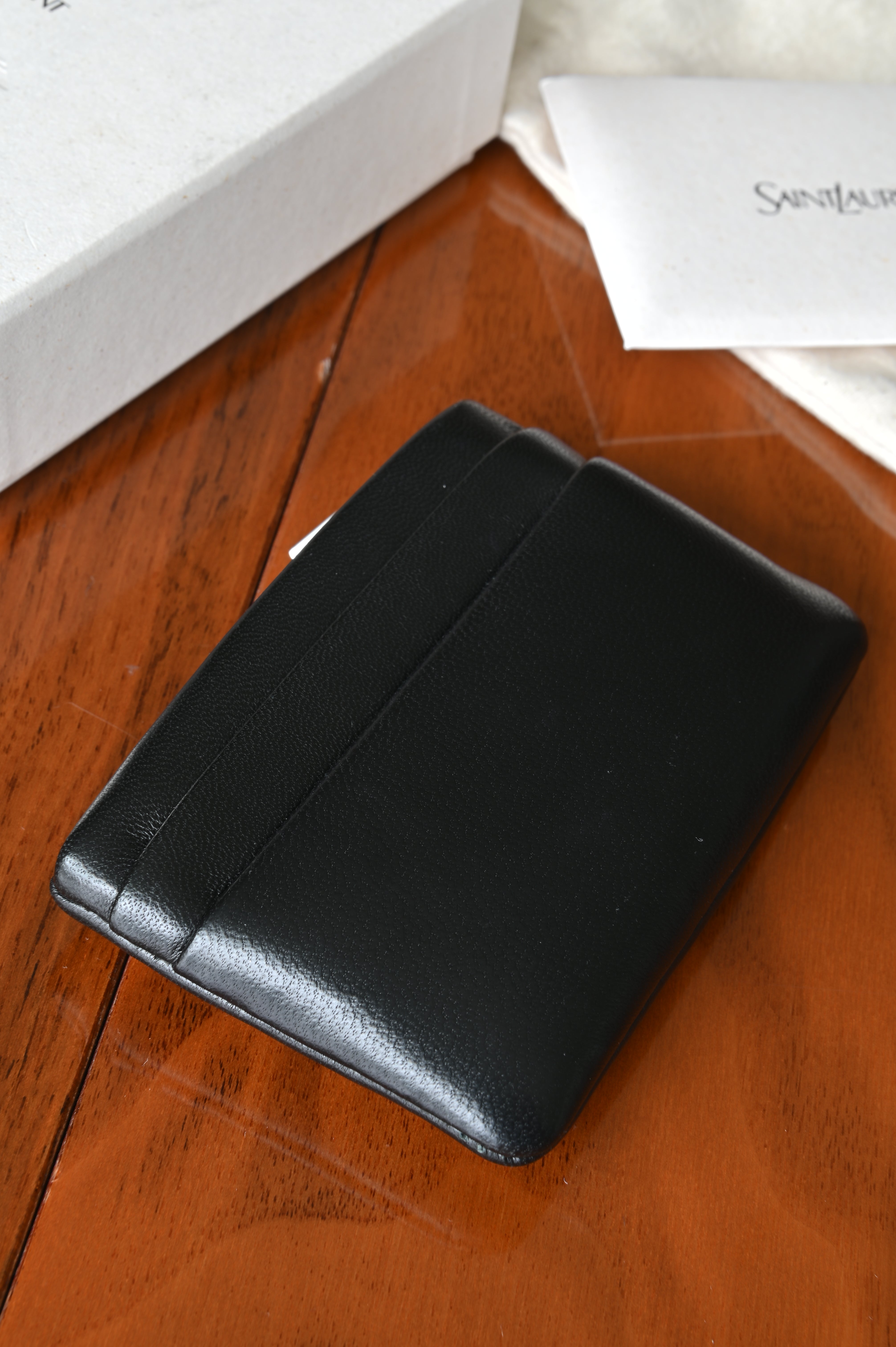 Saint Laurent Black Lambskin Card Holder back