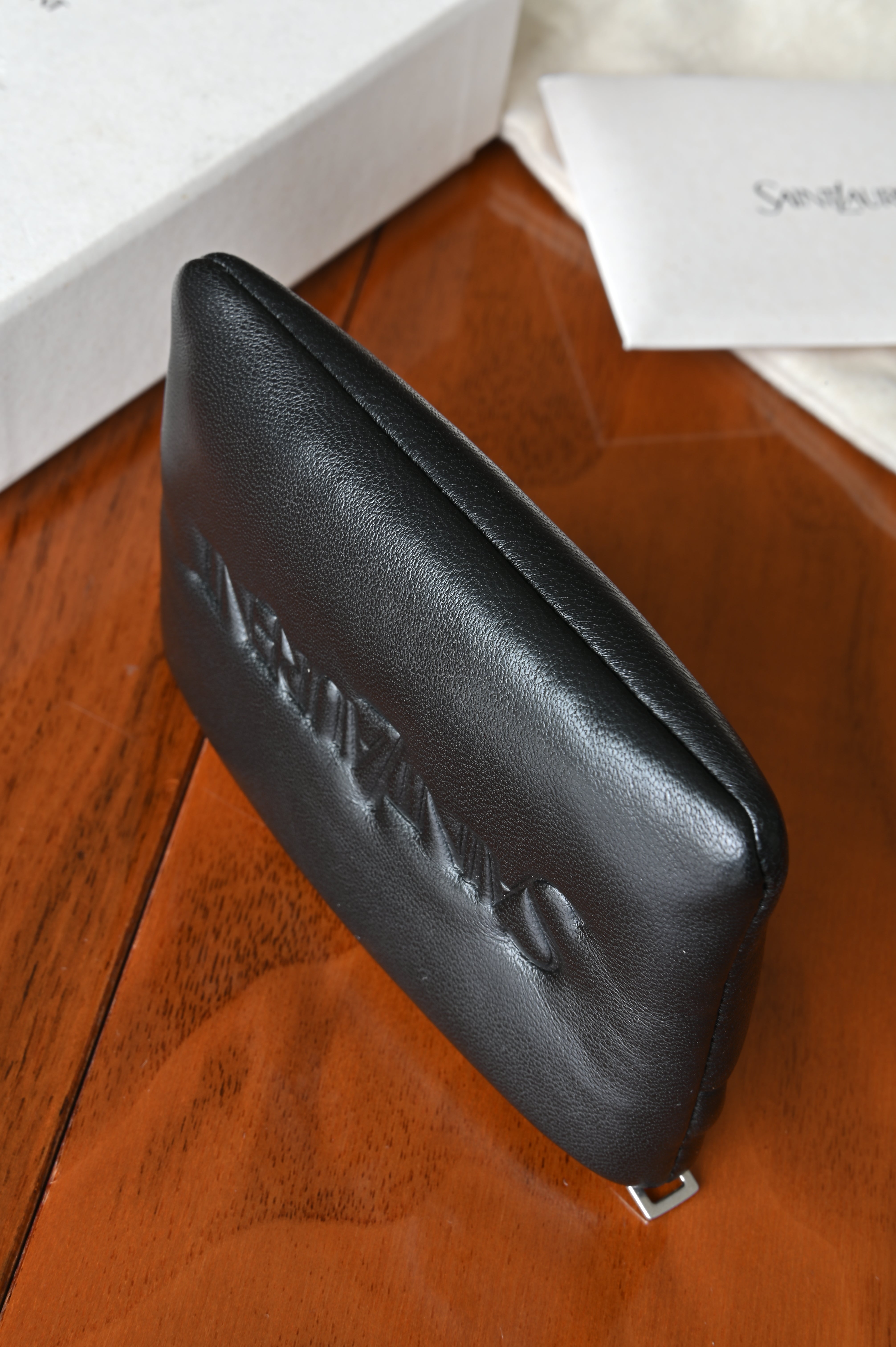 Saint Laurent Black Lambskin Card Holder bottom