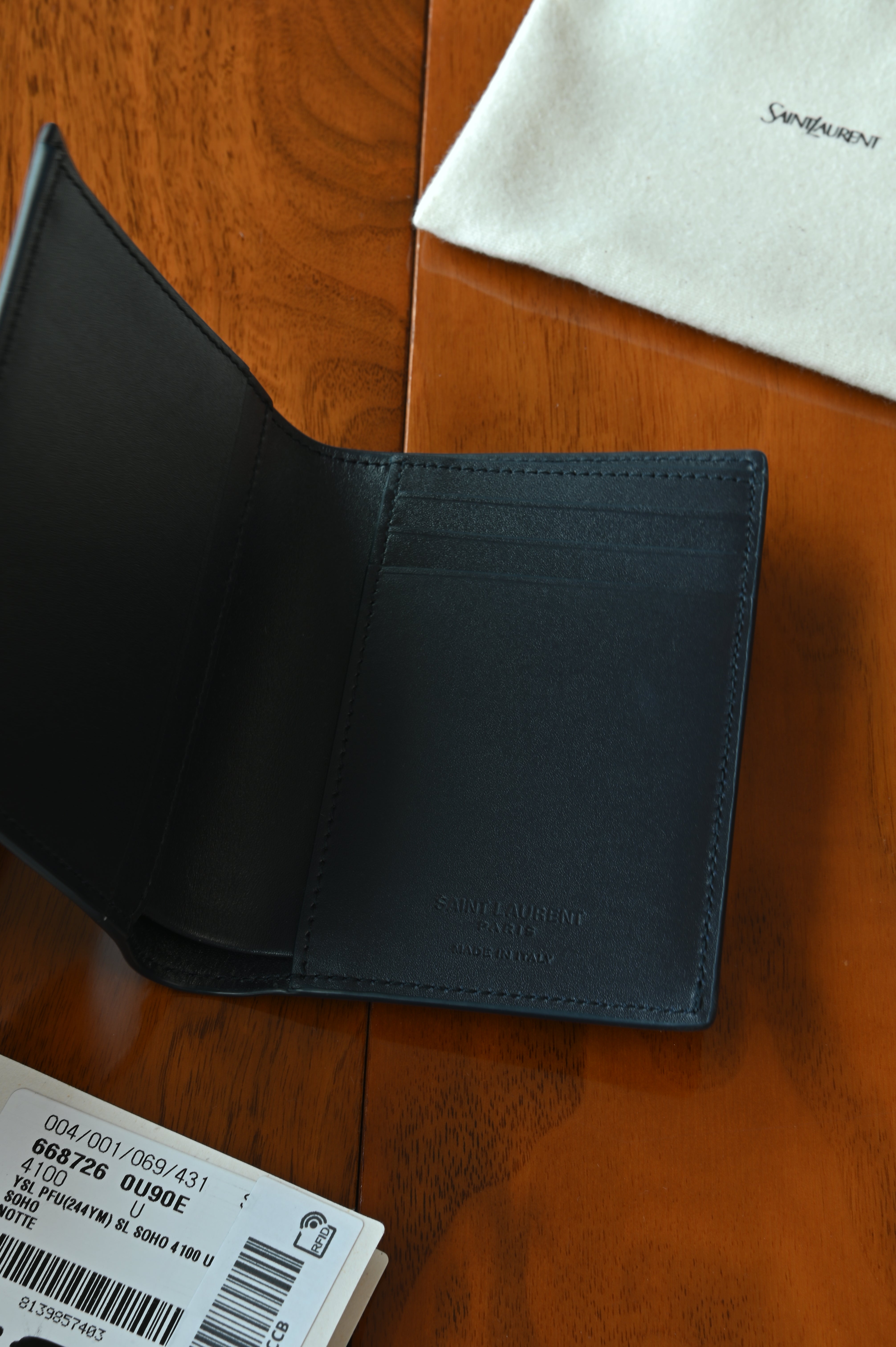 Saint Laurent Black PFU Wallet open two