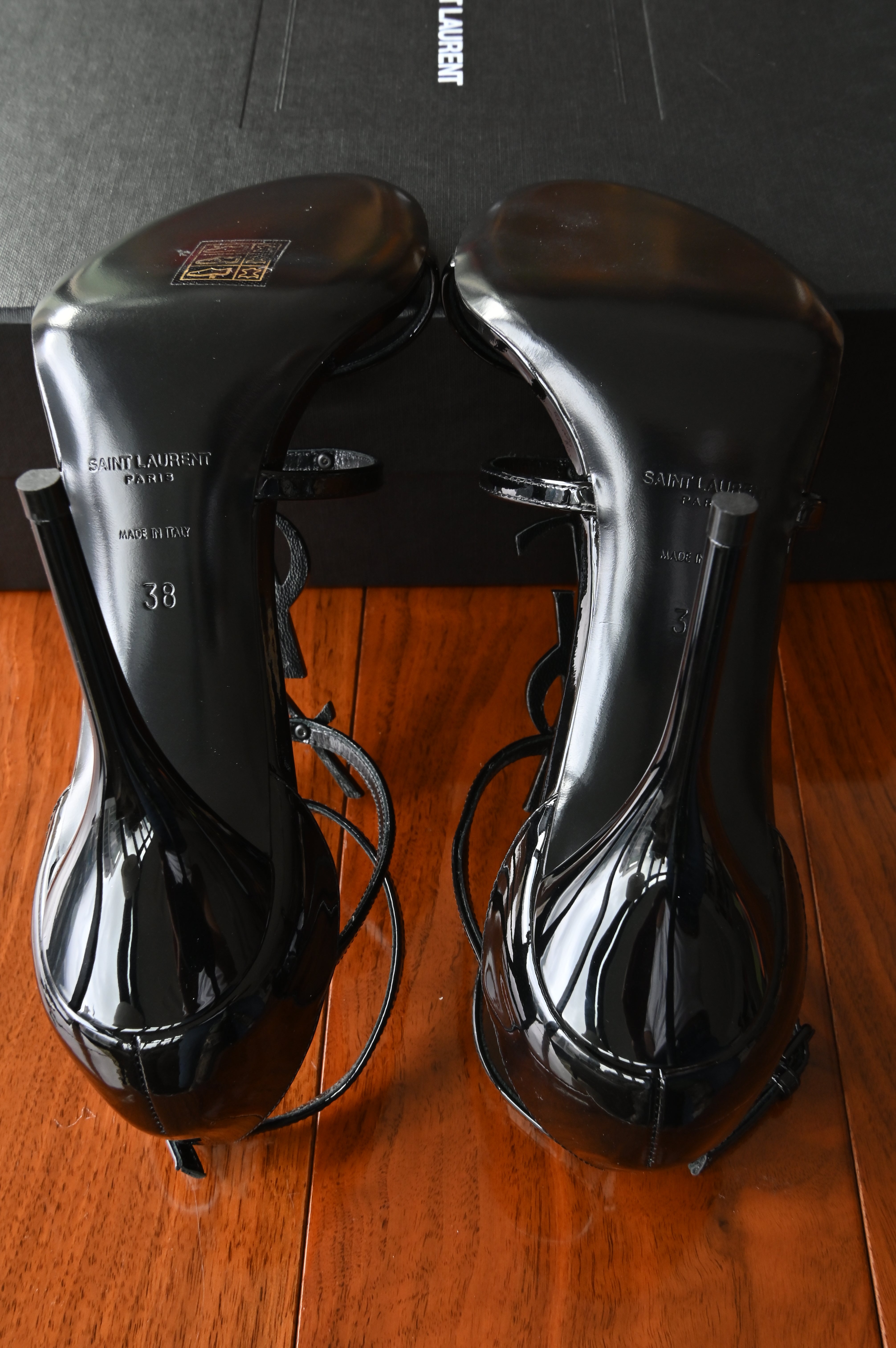 Saint Laurent Black Patent Cassandra High Heels bottom