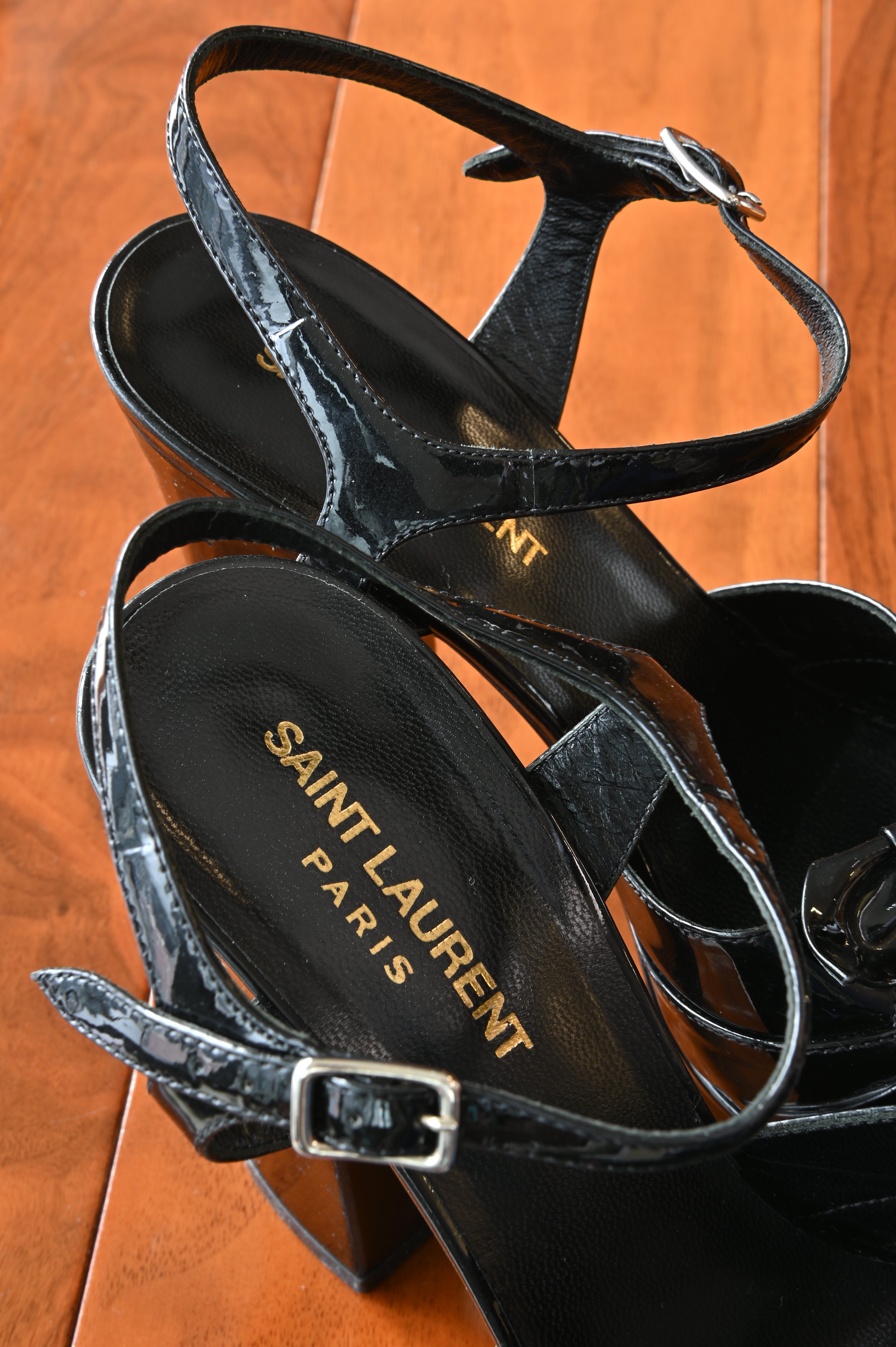 Saint Laurent Black Tribute Heels back