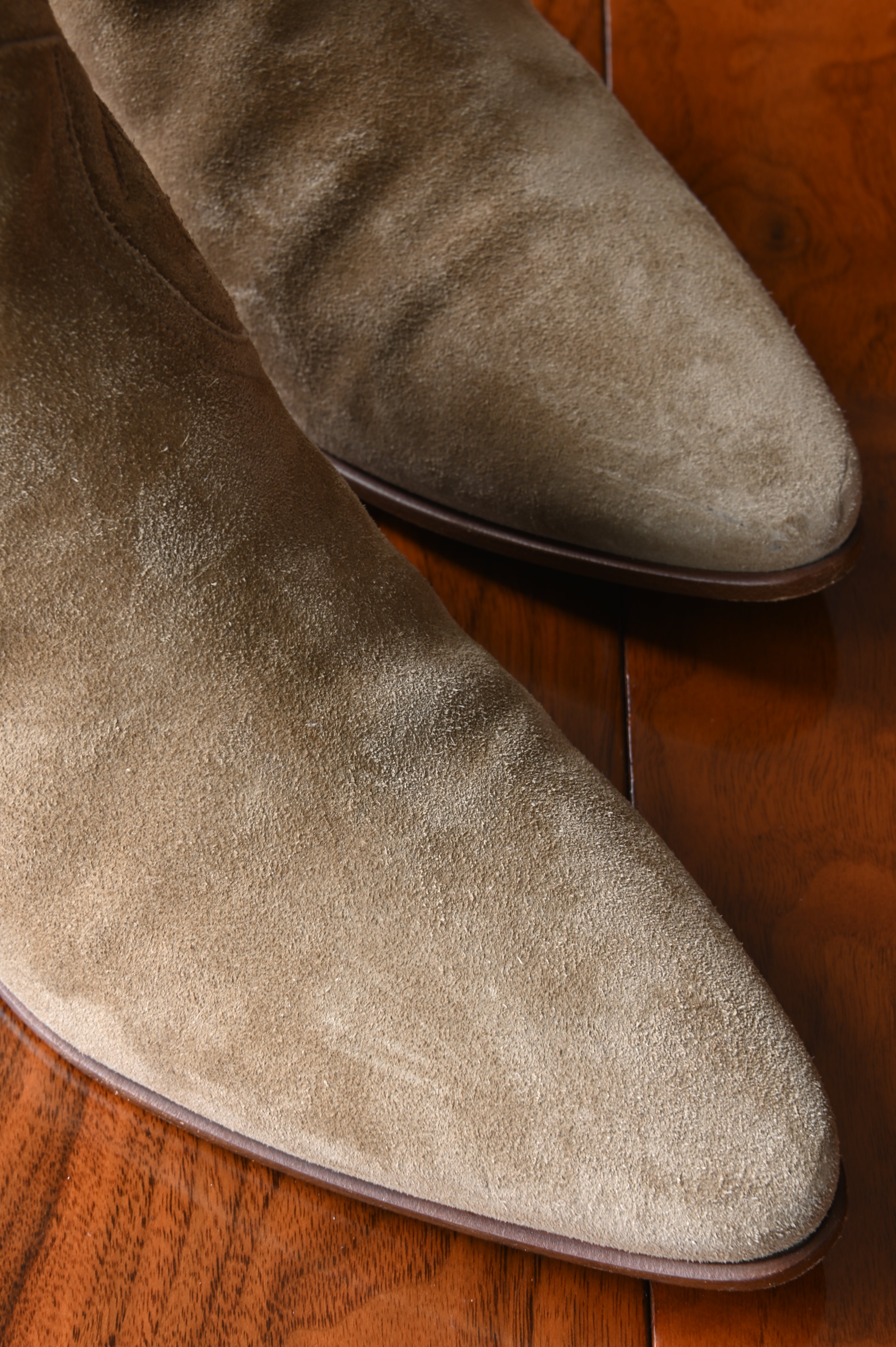 Saint Laurent Brown Suede Chelsea Boots front