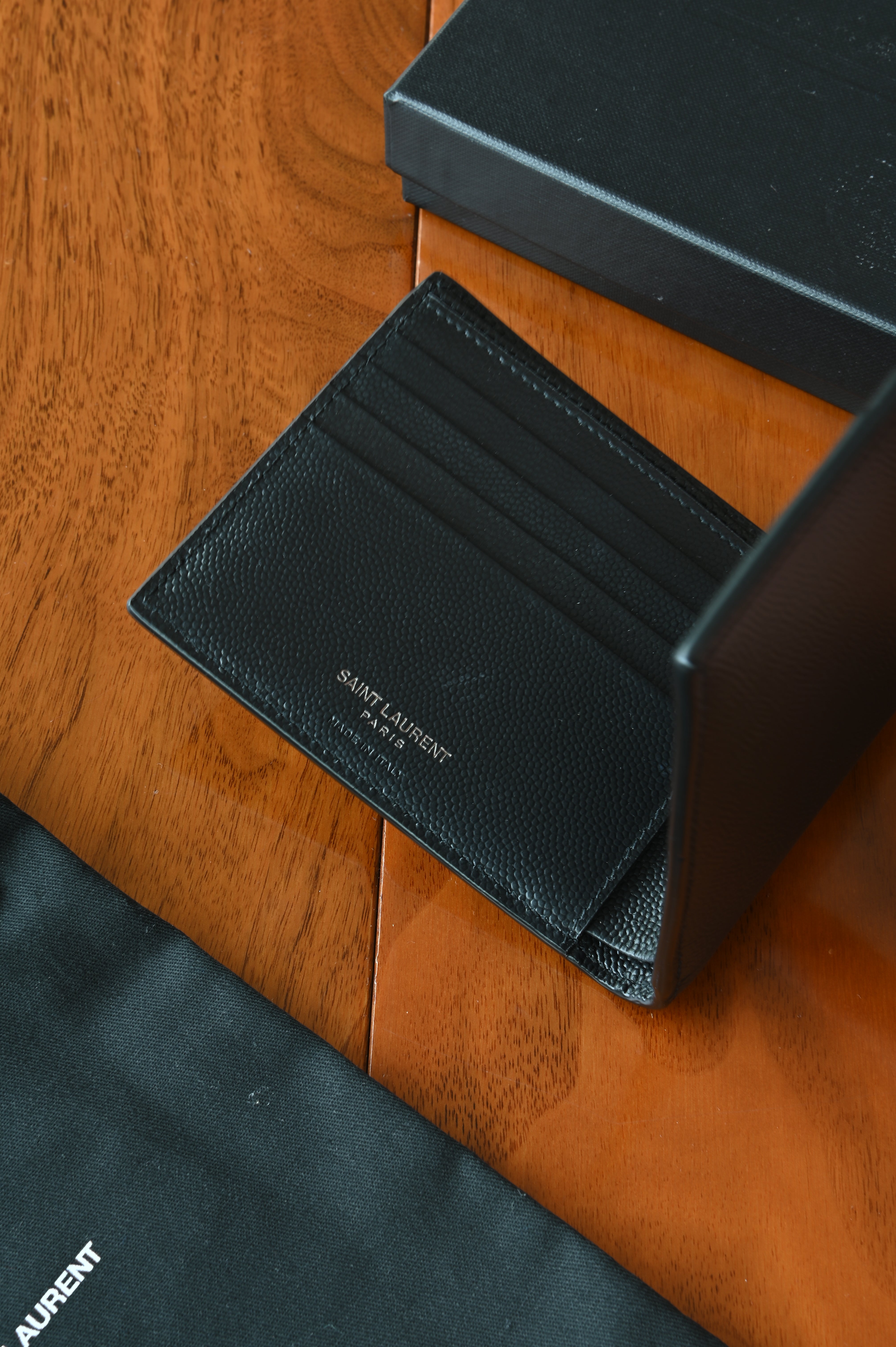 Saint Laurent YSL Black Wallet logo