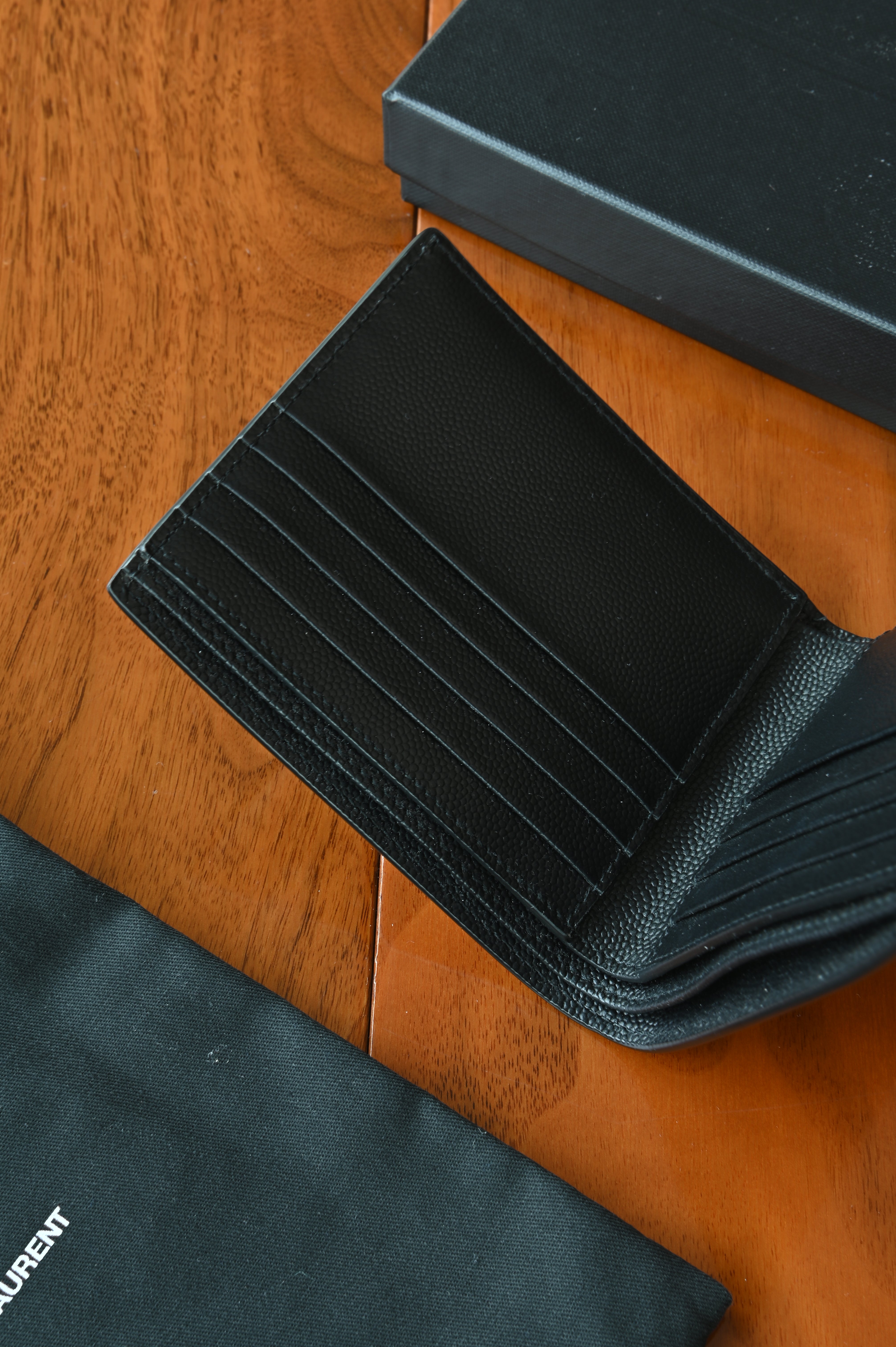 Saint Laurent YSL Black Wallet open