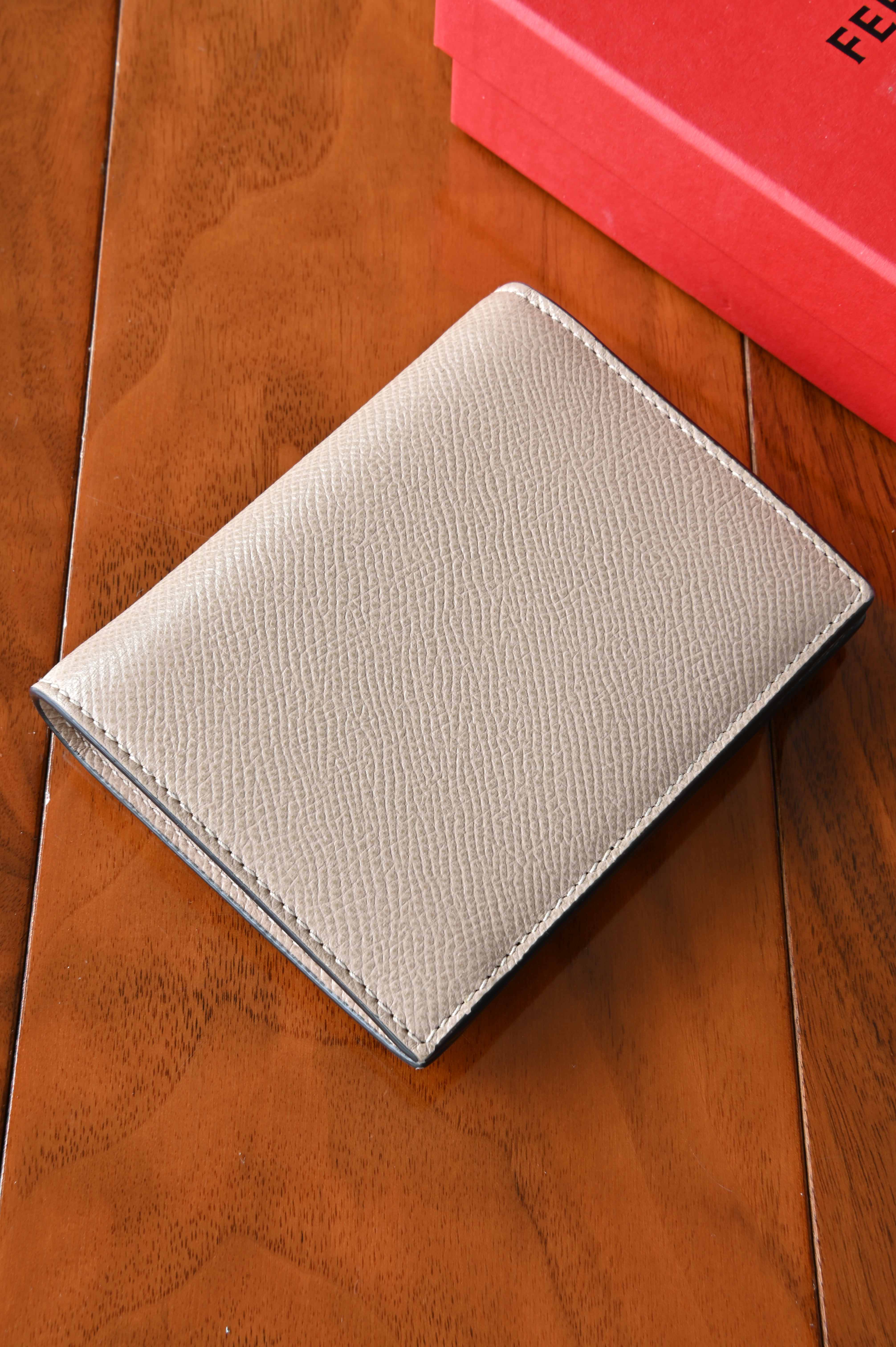 Salvatore Ferragamo Beige Gancini Compact Wallet back