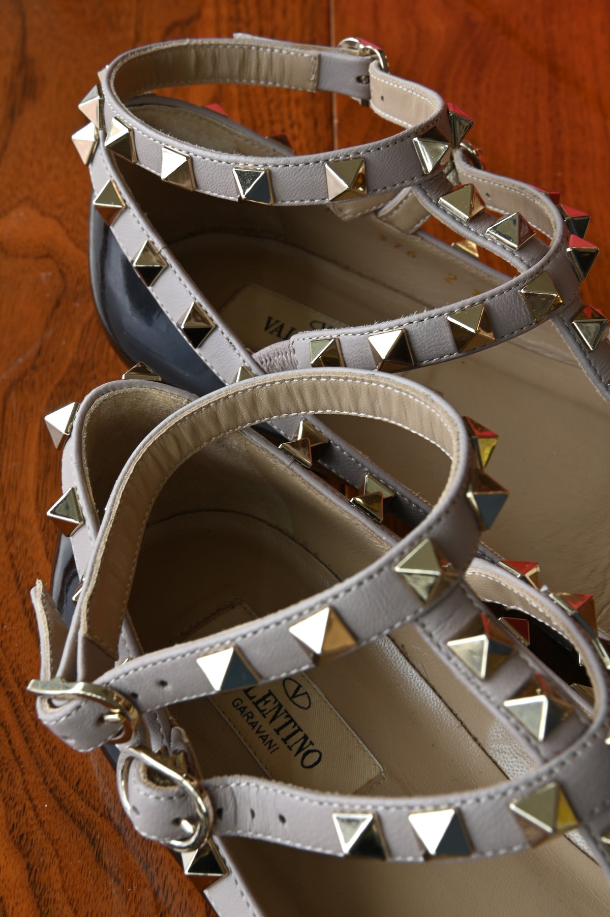 Salvatore Ferragamo Black Patent Studded Flats back