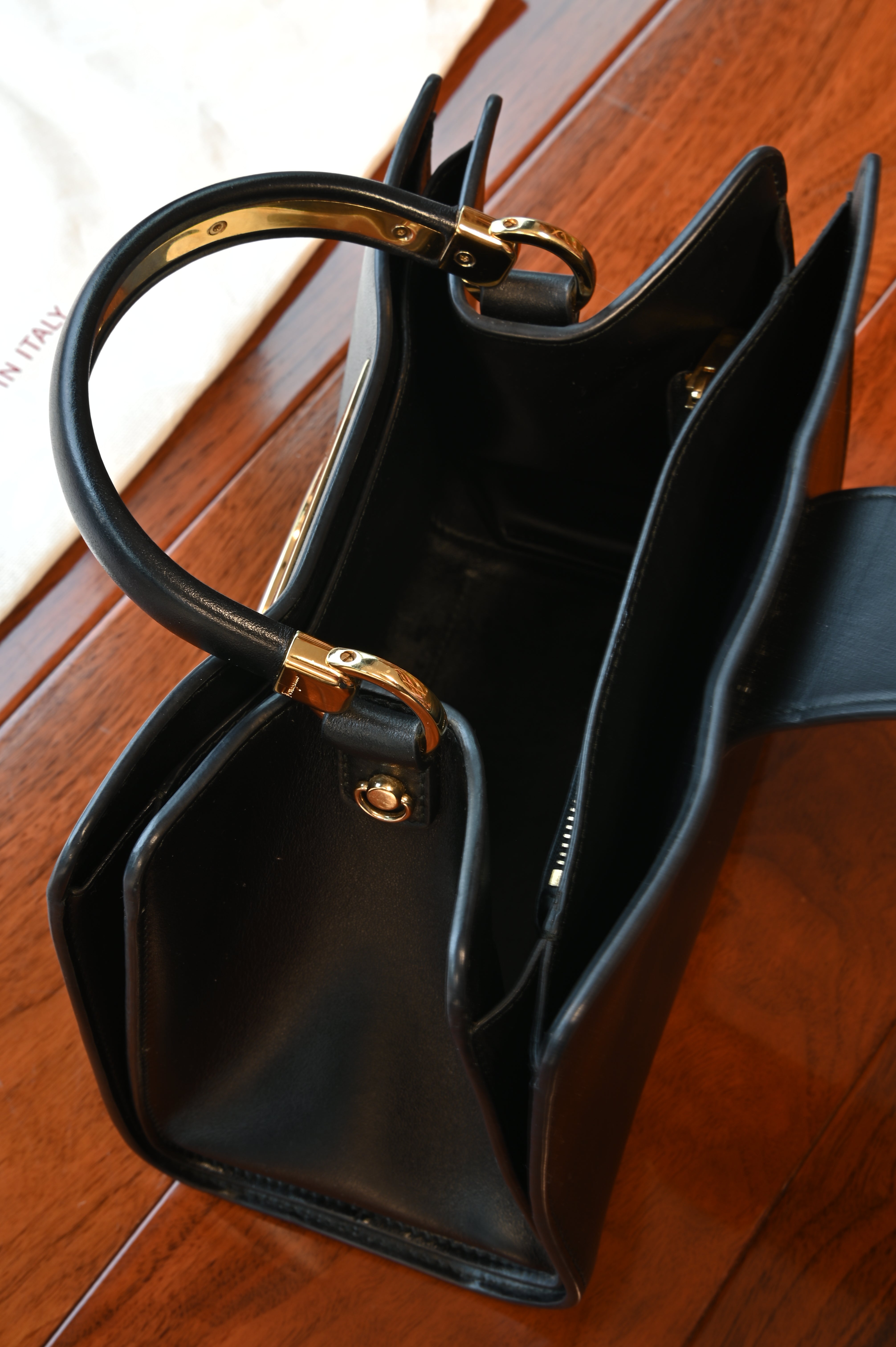 Salvatore Ferragamo Black Tote Bag top inside