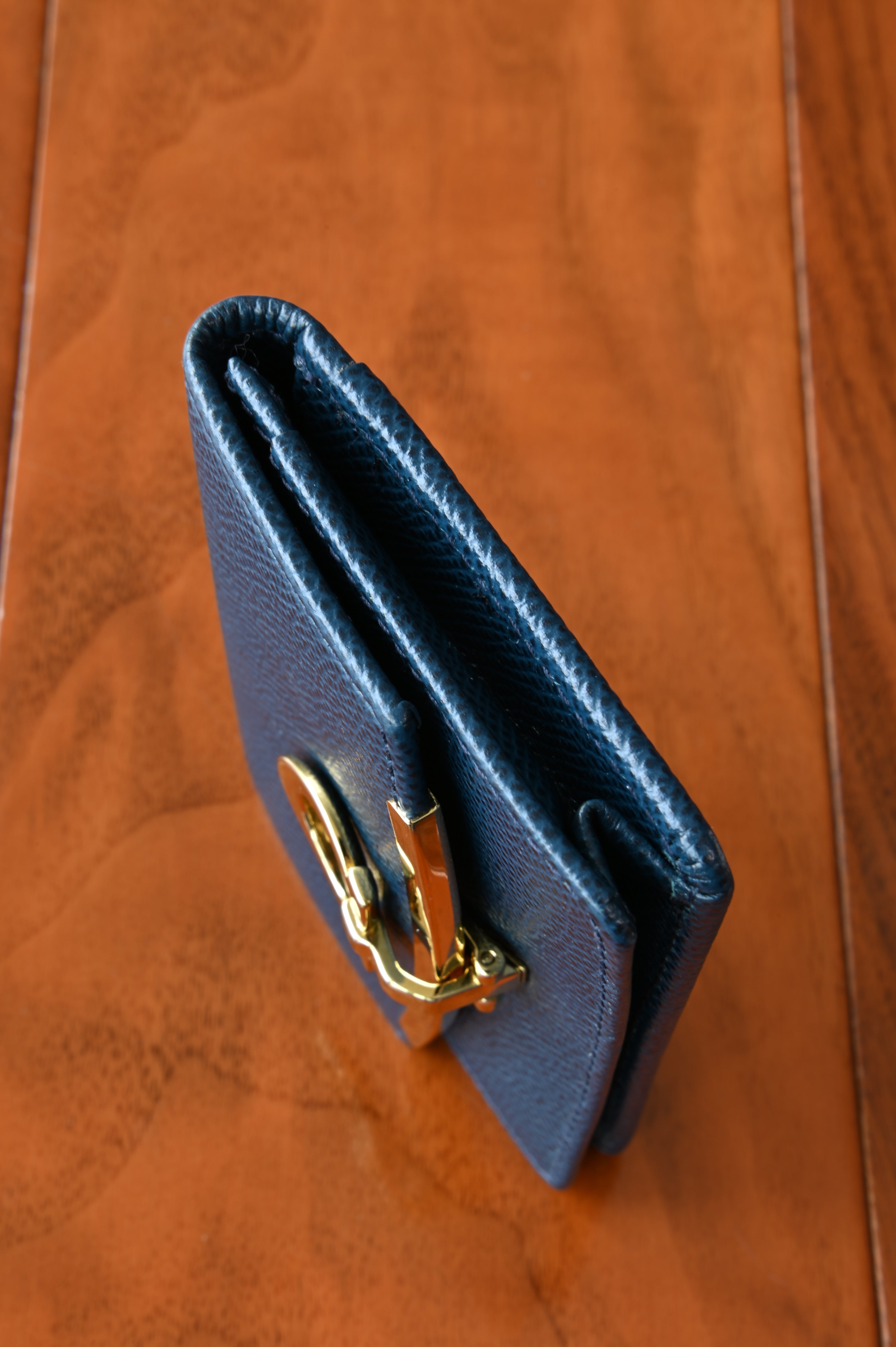 Salvatore Ferragamo Dark Blue Compact Wallet side two