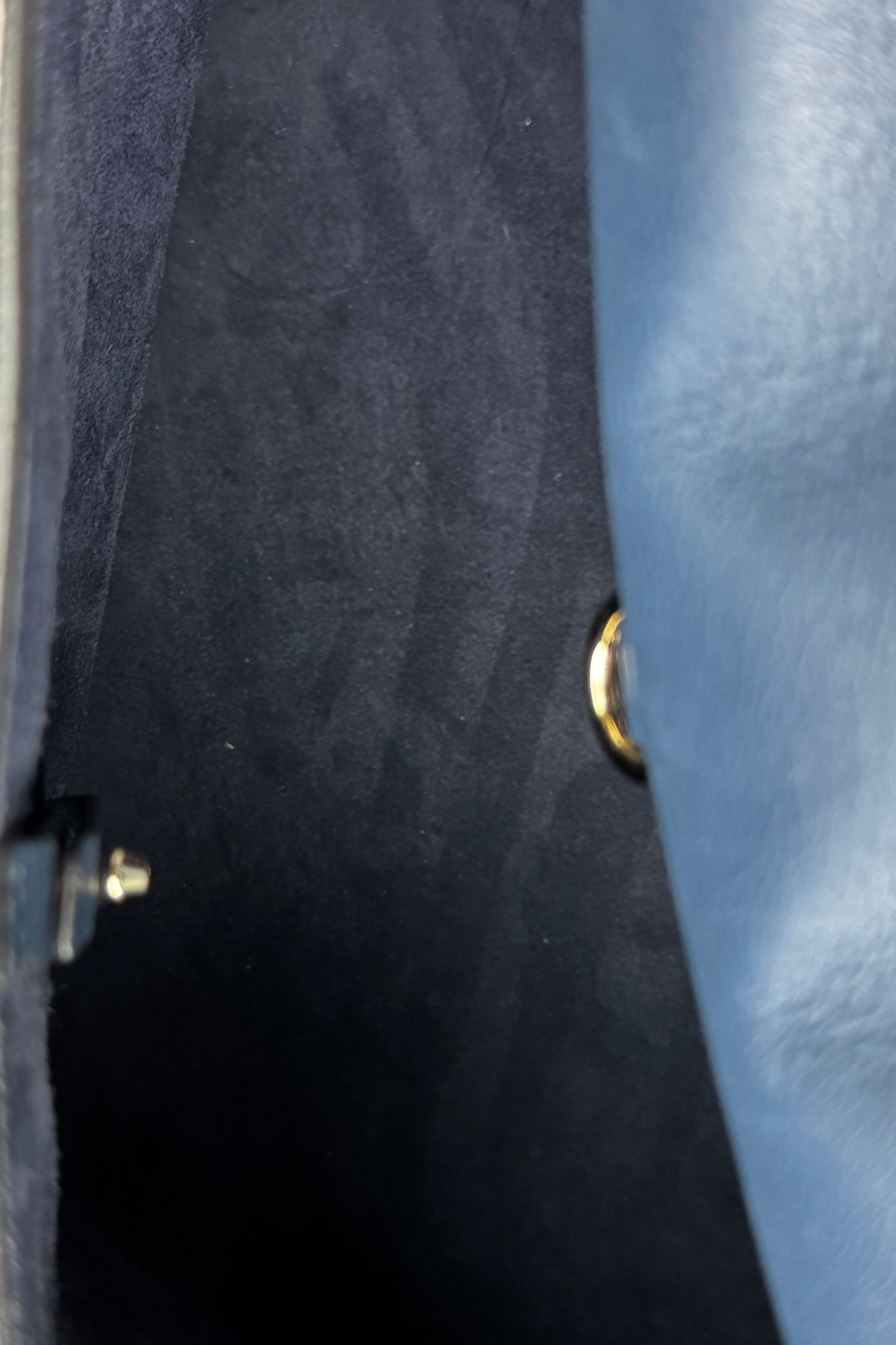 Salvatore Ferragamo Grey Blue Top Handle Bag inside two