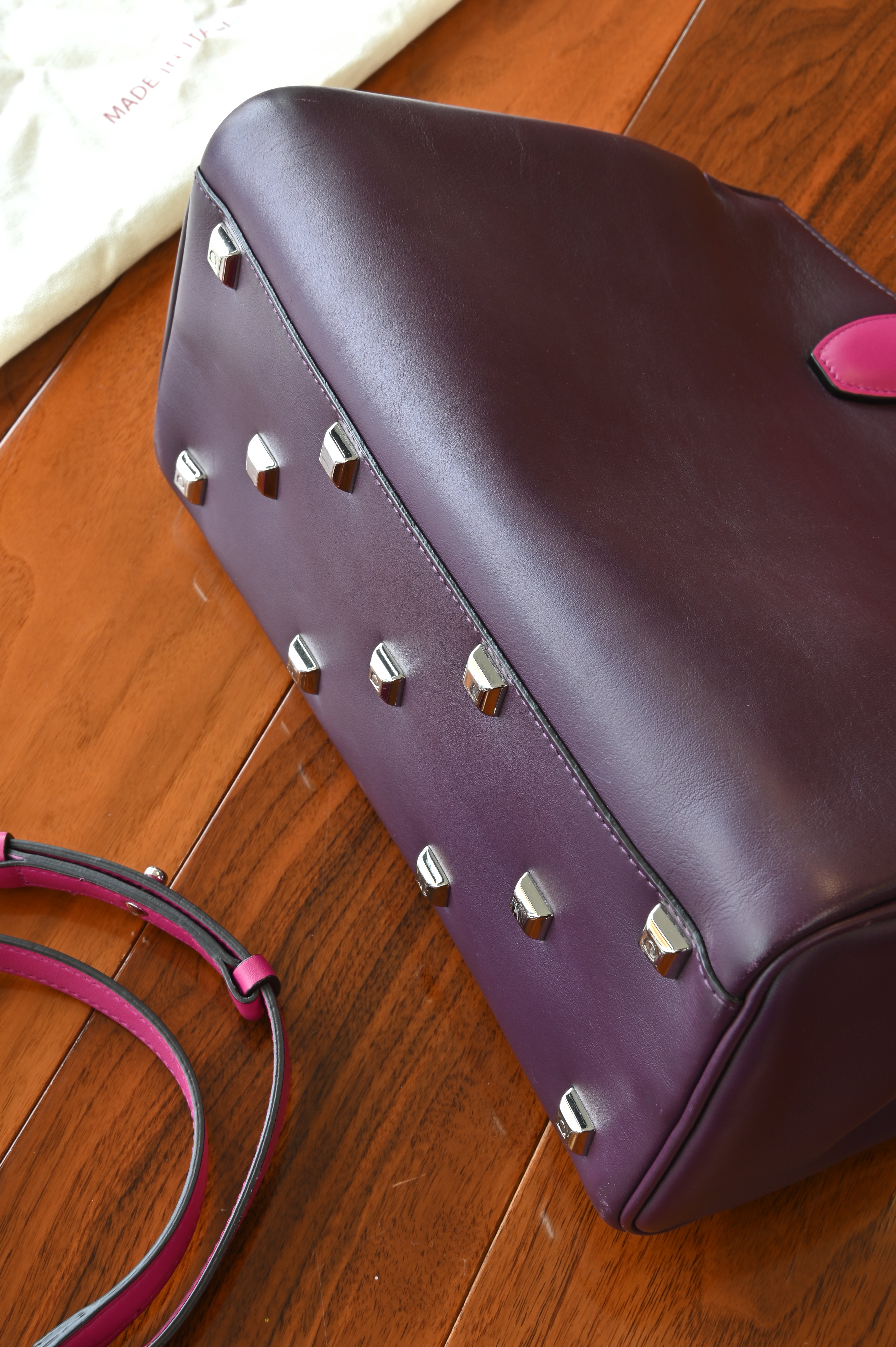 Salvatore Ferragamo Purple Pink Top Handle Bag bottom