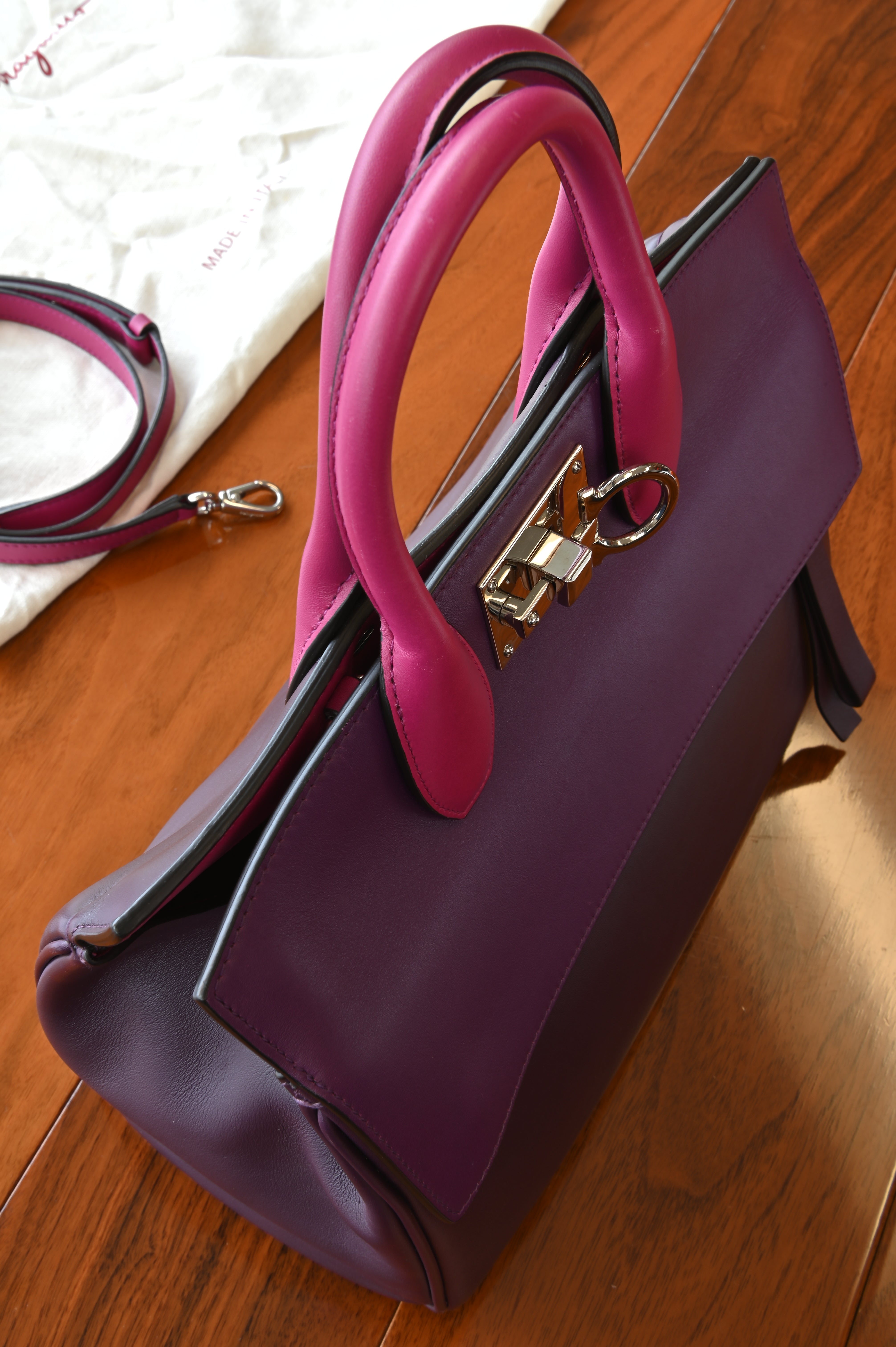 Salvatore Ferragamo Purple Pink Top Handle Bag top