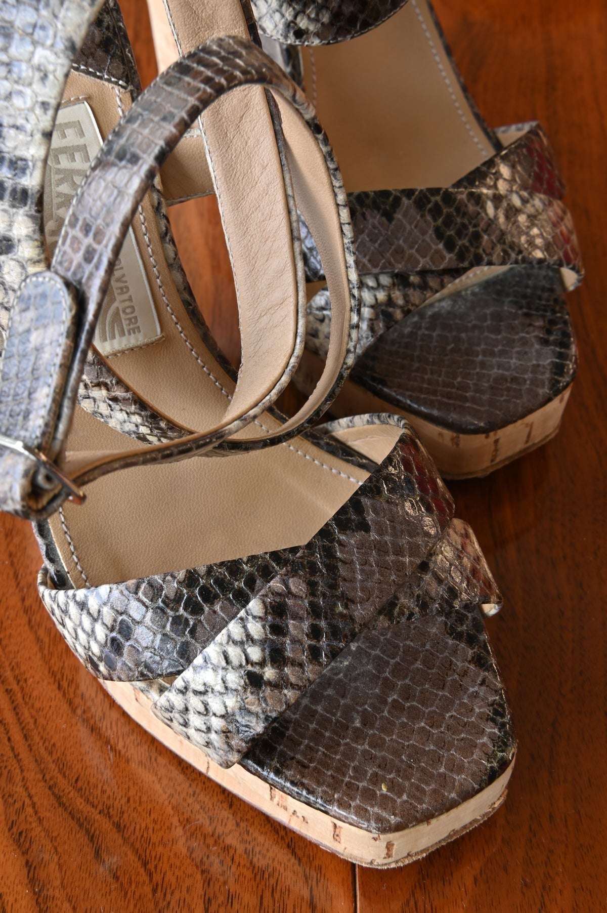 Salvatore Ferragamo Snake Leather Sandals front