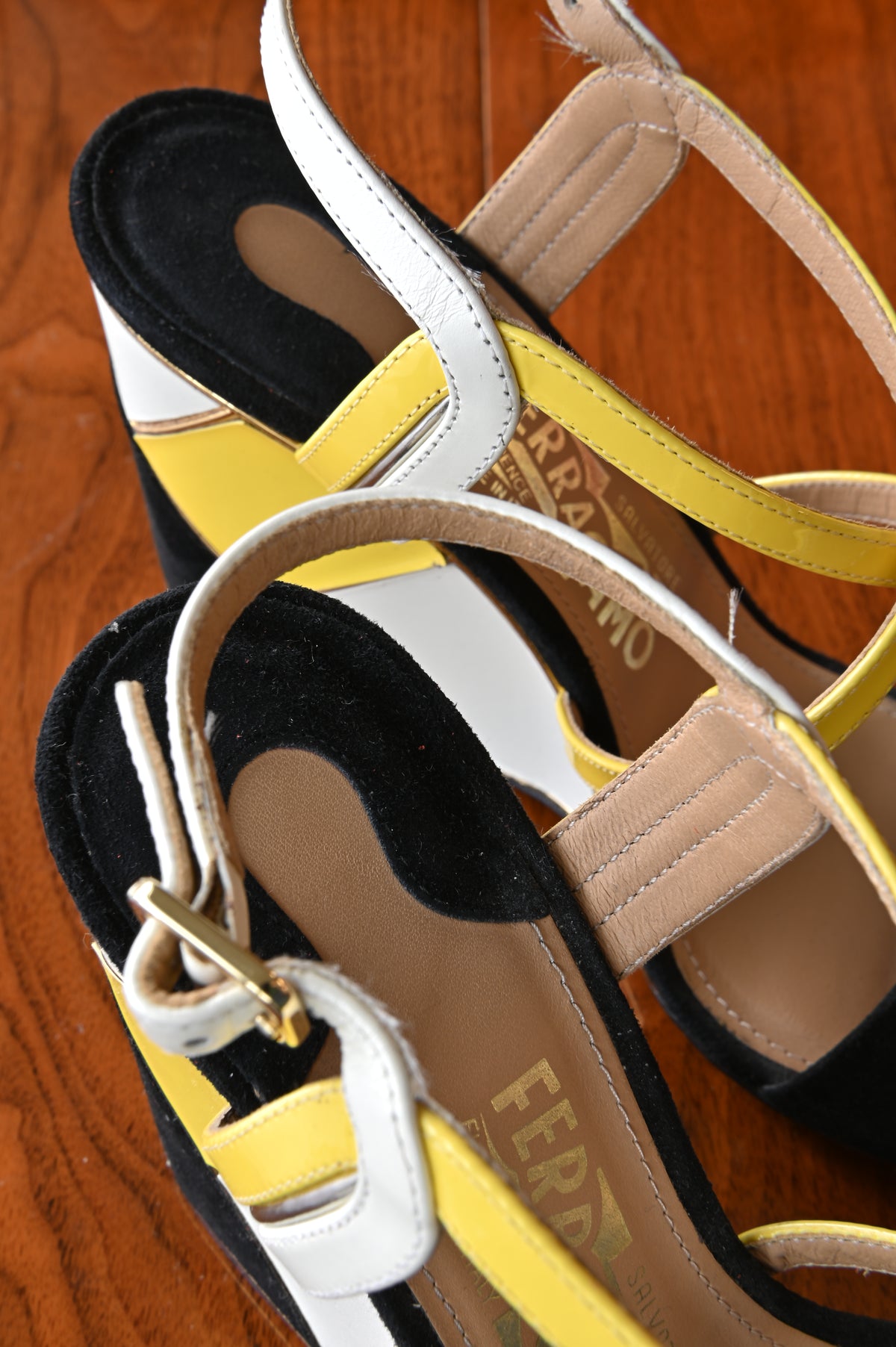 Salvatore Ferragamo TriColor Slingback Sandals back