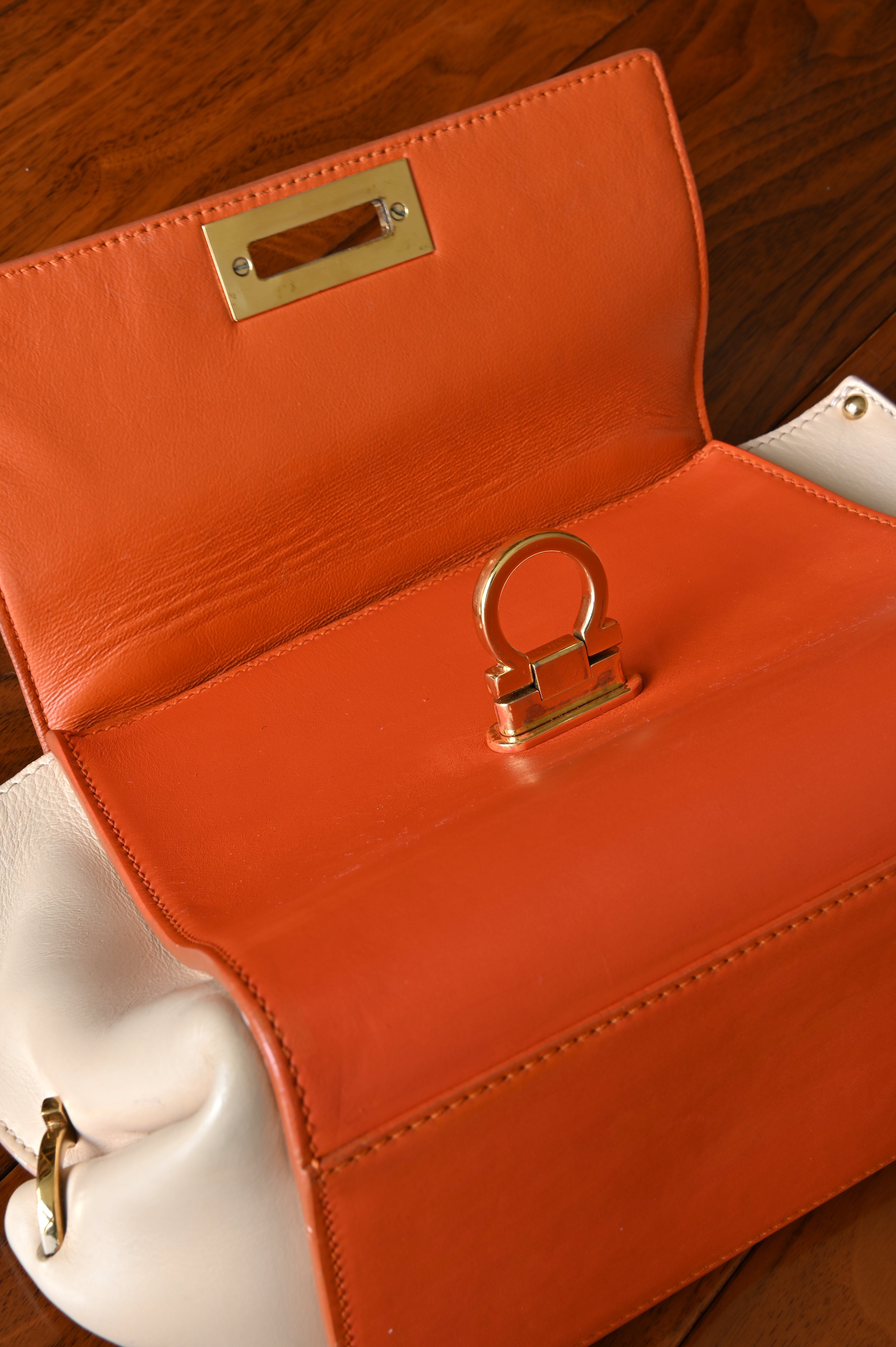 Salvatore Ferragamo Tricolor Gancini Sofia Bag open flap