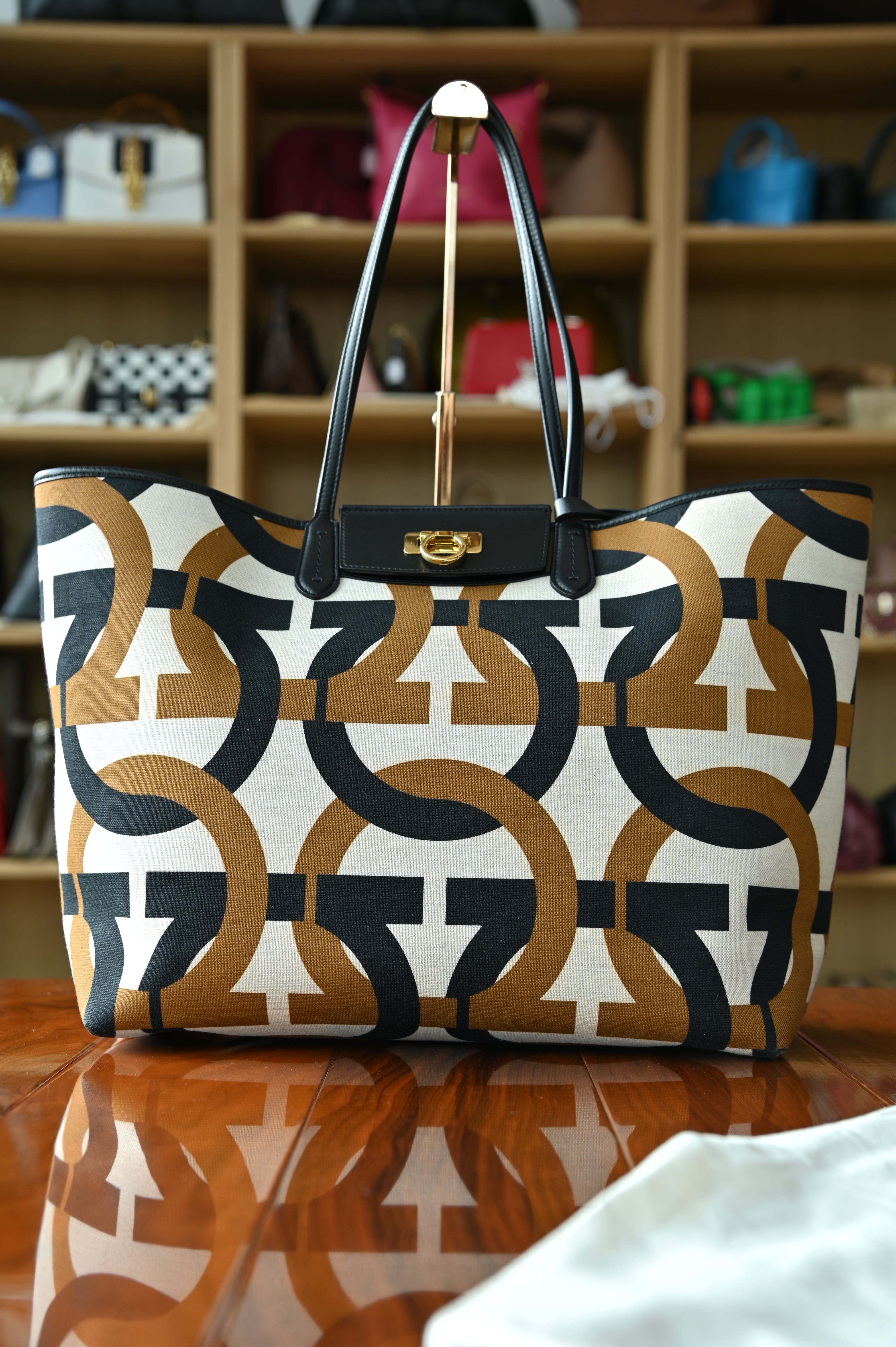 Salvatore Ferragamo Tricolor Logo Canvas Tote Bag