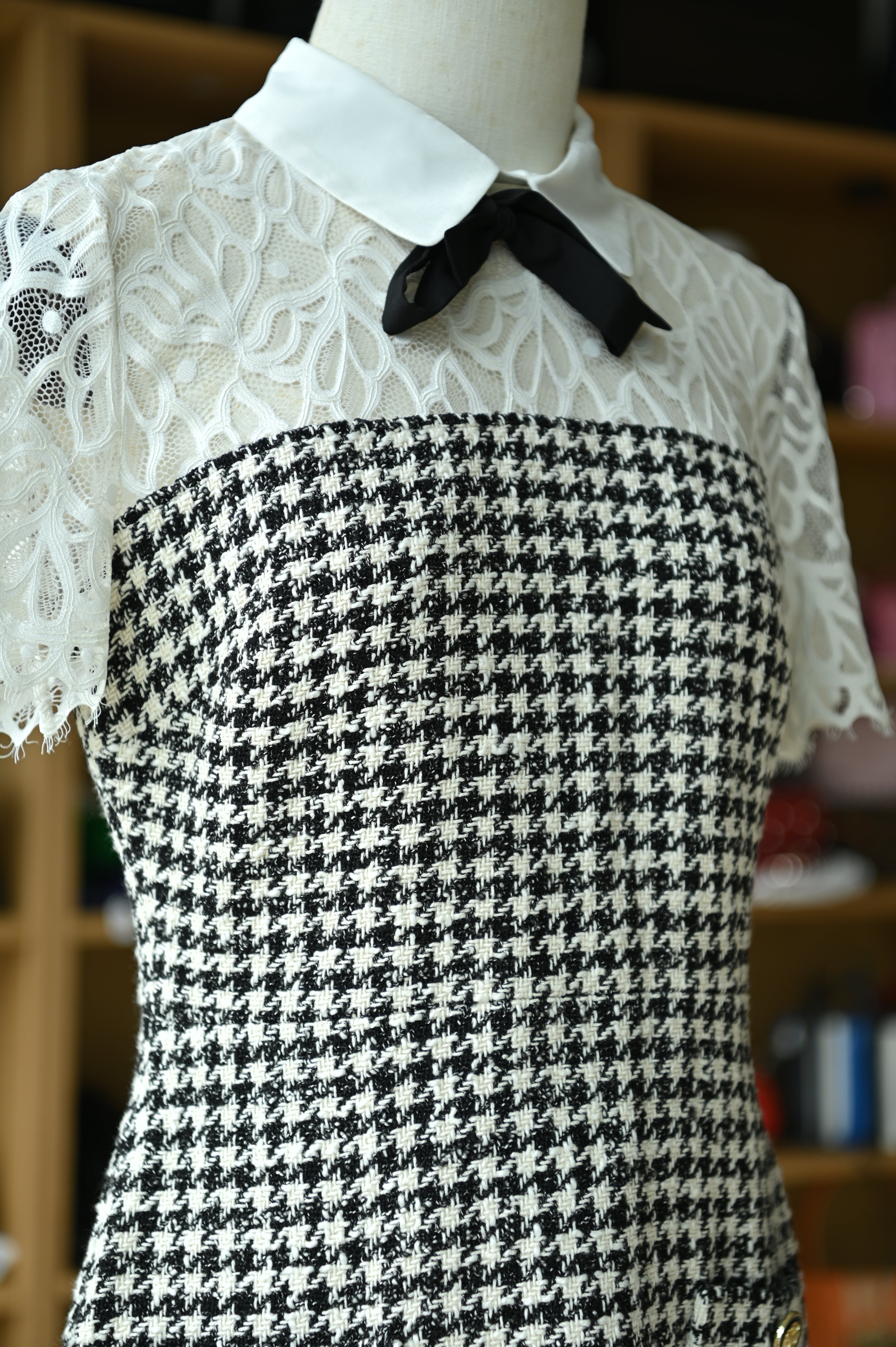 Sandro Rozeana Black White Mini Dress close