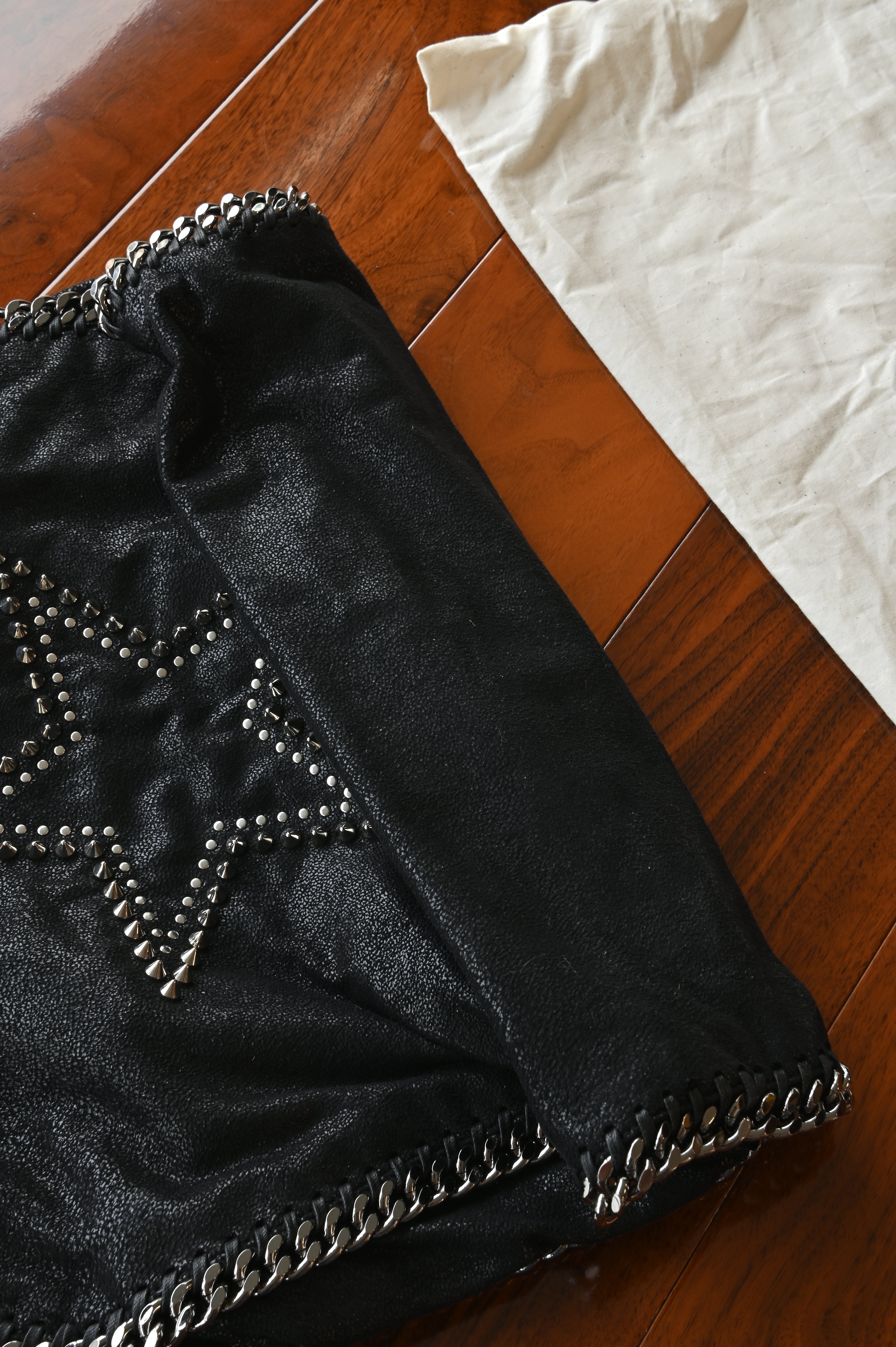 Stella McCartney Black Star Tote Bag bottom two