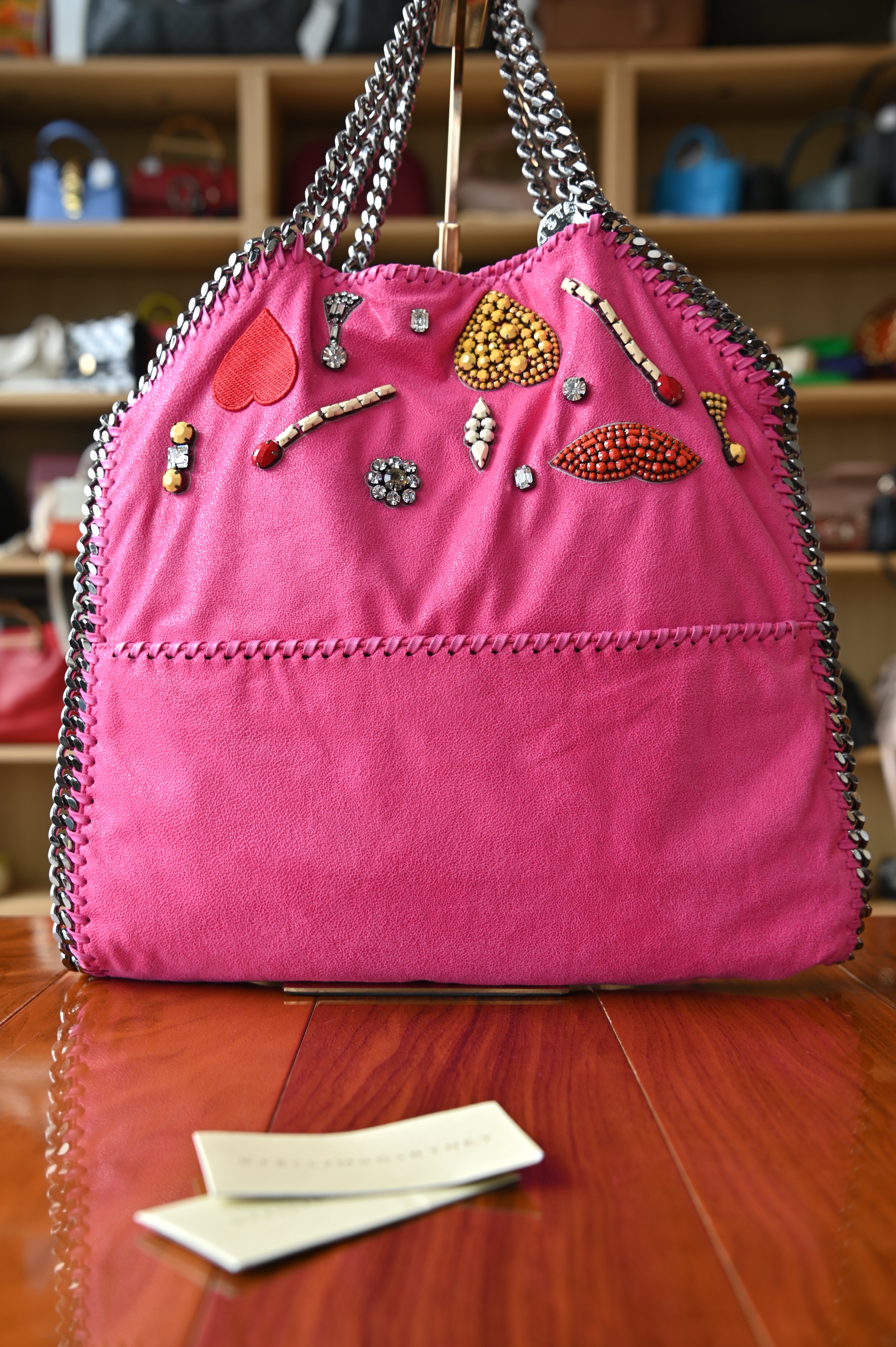 Stella McCartney Pink Beaded Falabella Tote Bag