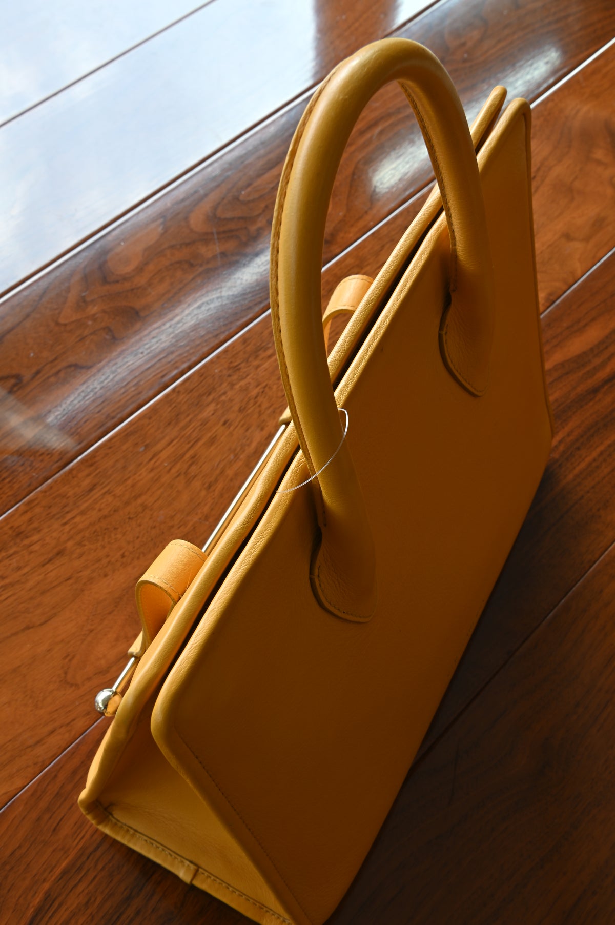 Strathberry Yellow Mustard Top Handle Bag top