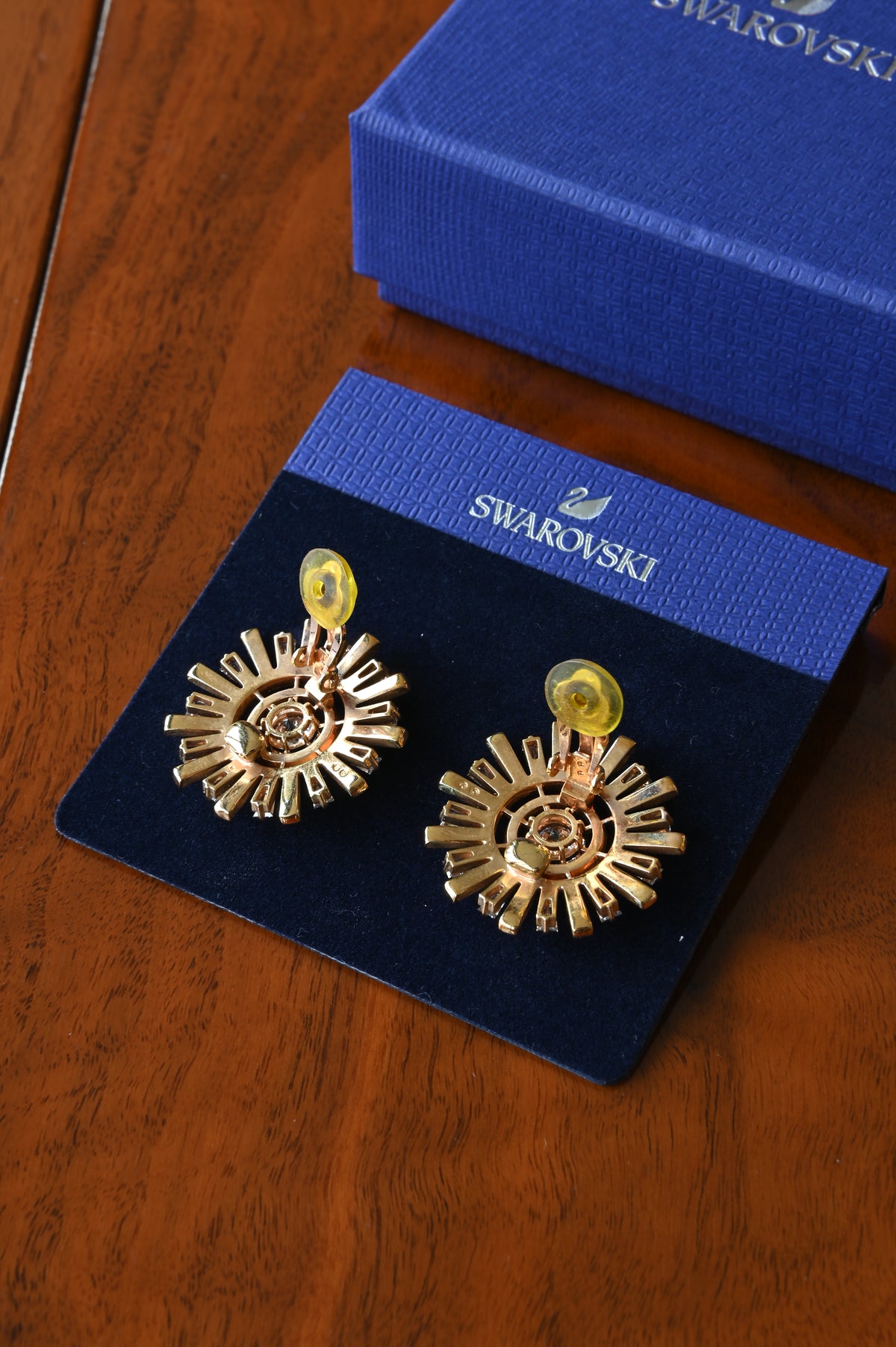 Swarovski Sunshine Crystal Gold Earrings back two