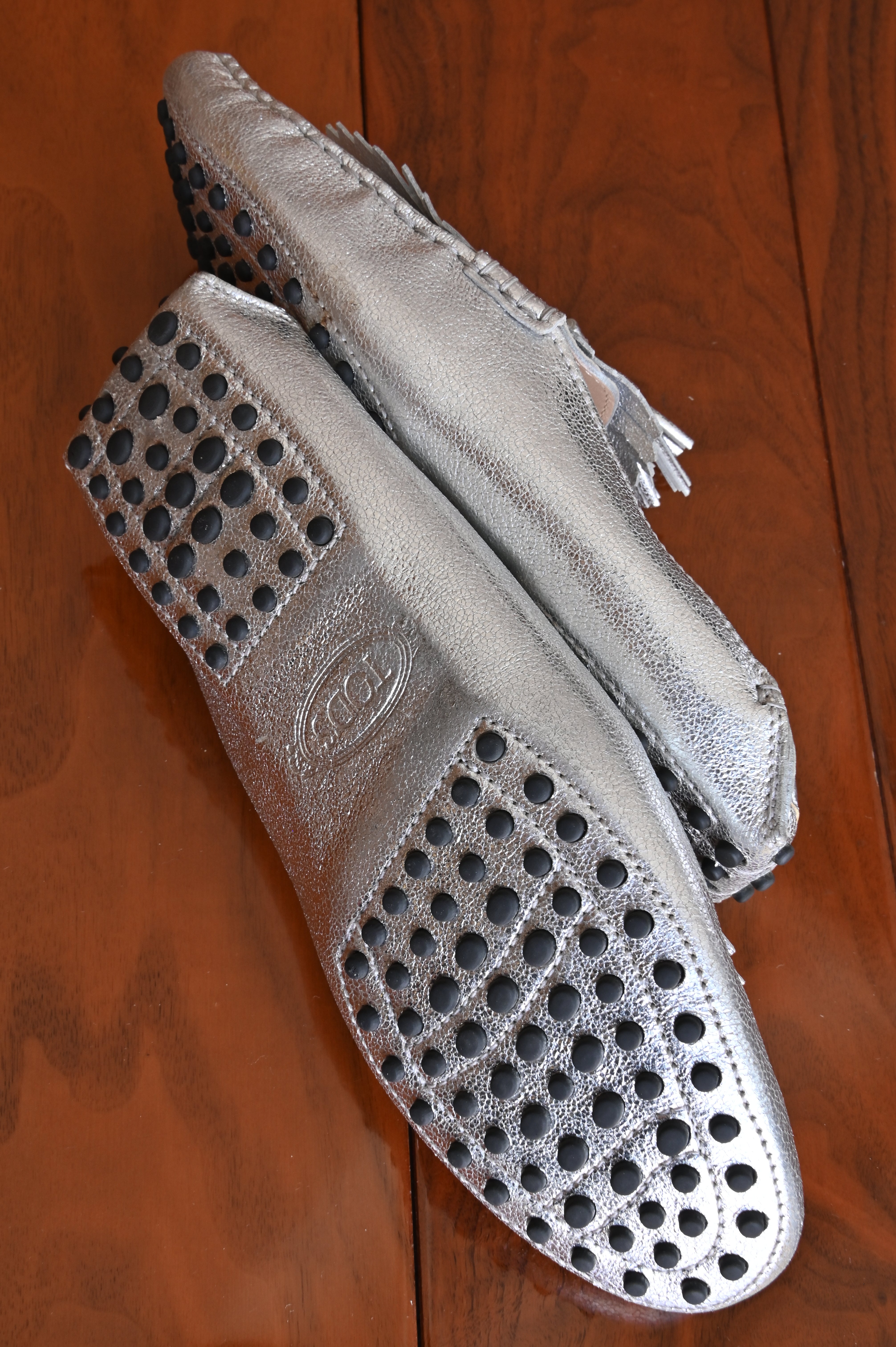 Tod's Silver Gommino Loafers side