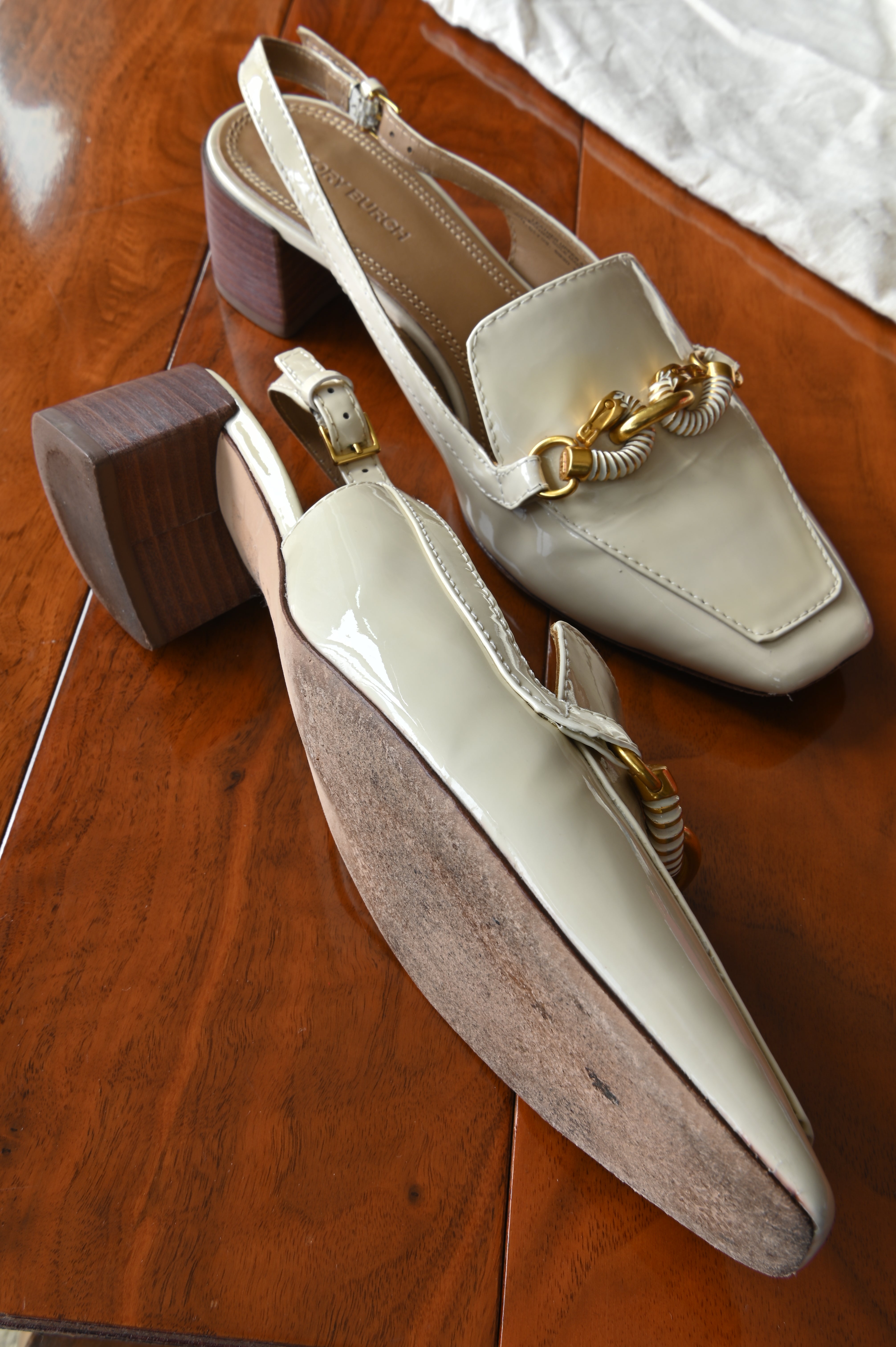 Tory Burch Cream White Jessa Heeled Slingback left