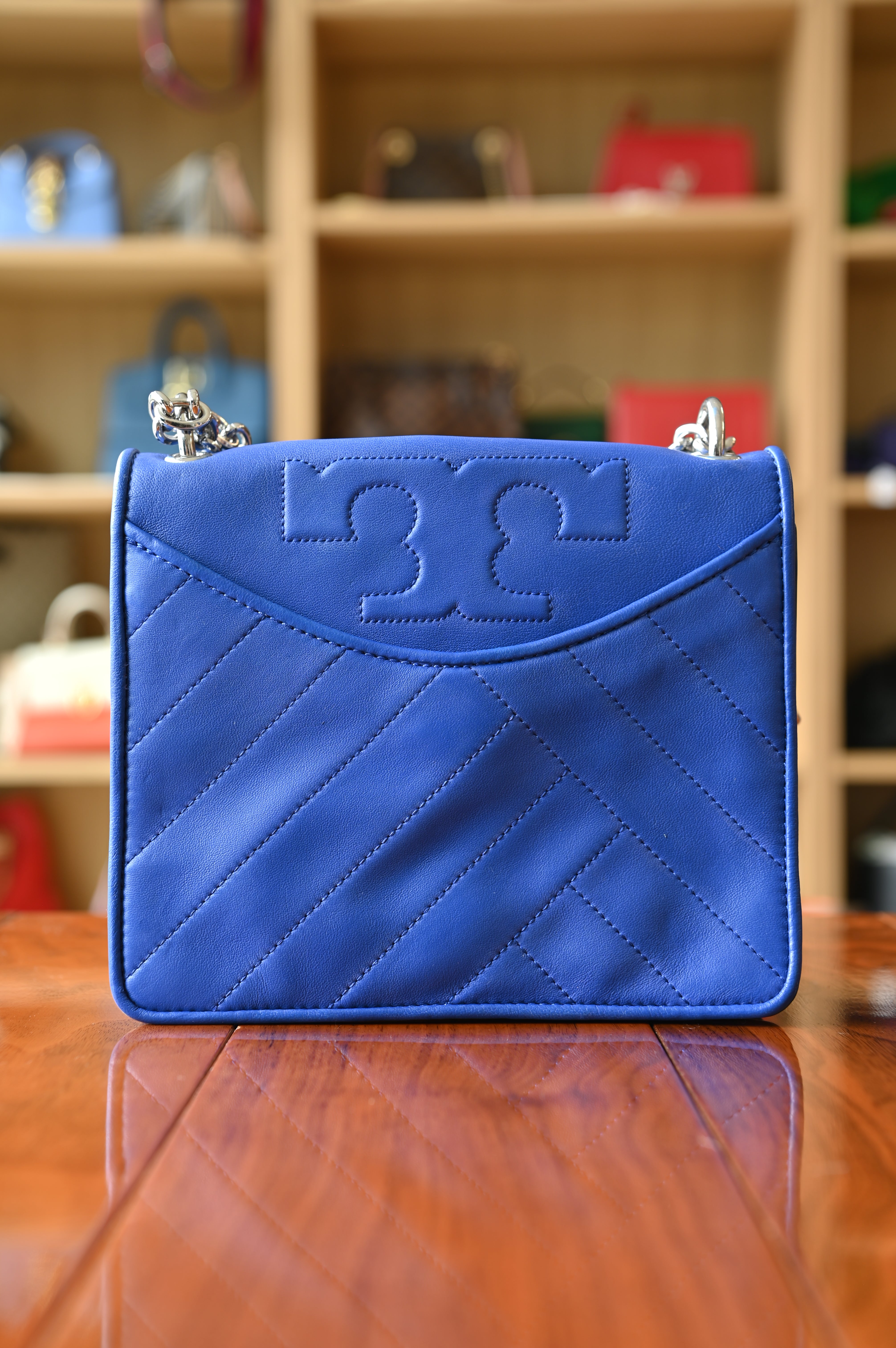 Tory Burch Navy Blue Alexa Shoulder Bag back
