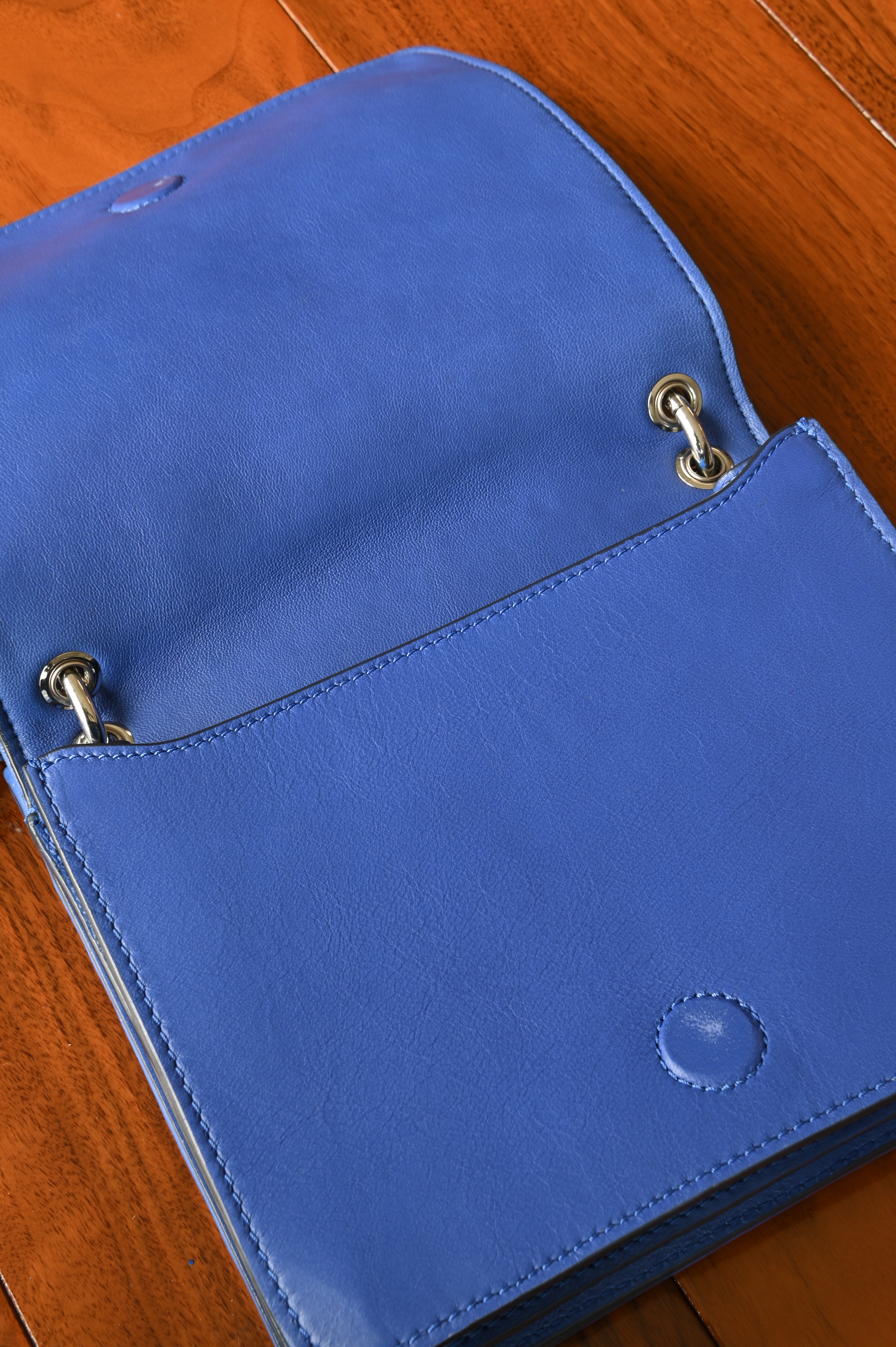 Tory Burch Navy Blue Alexa Shoulder Bag open