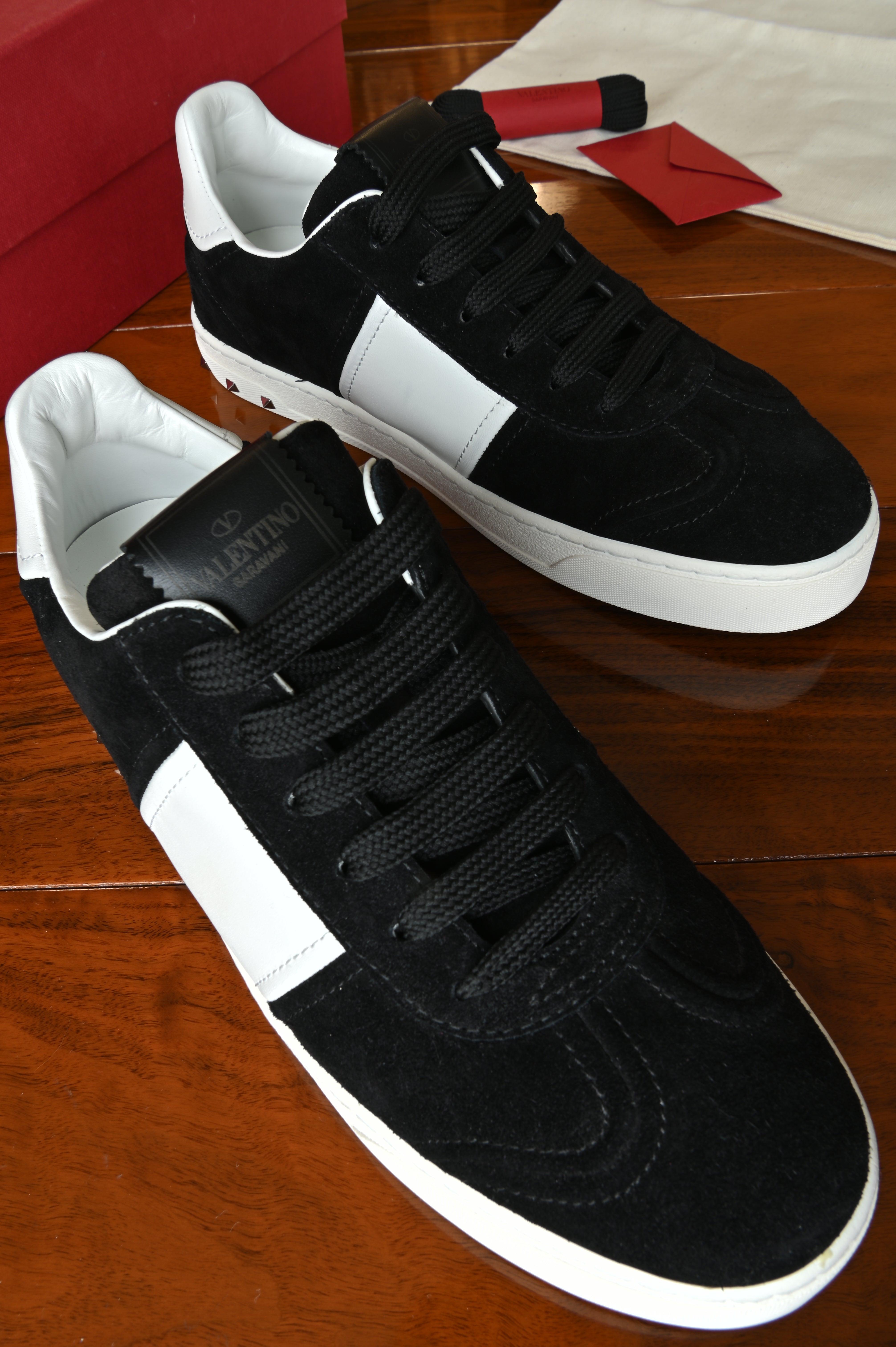 Valentino Black Suede White Leather Sneakers