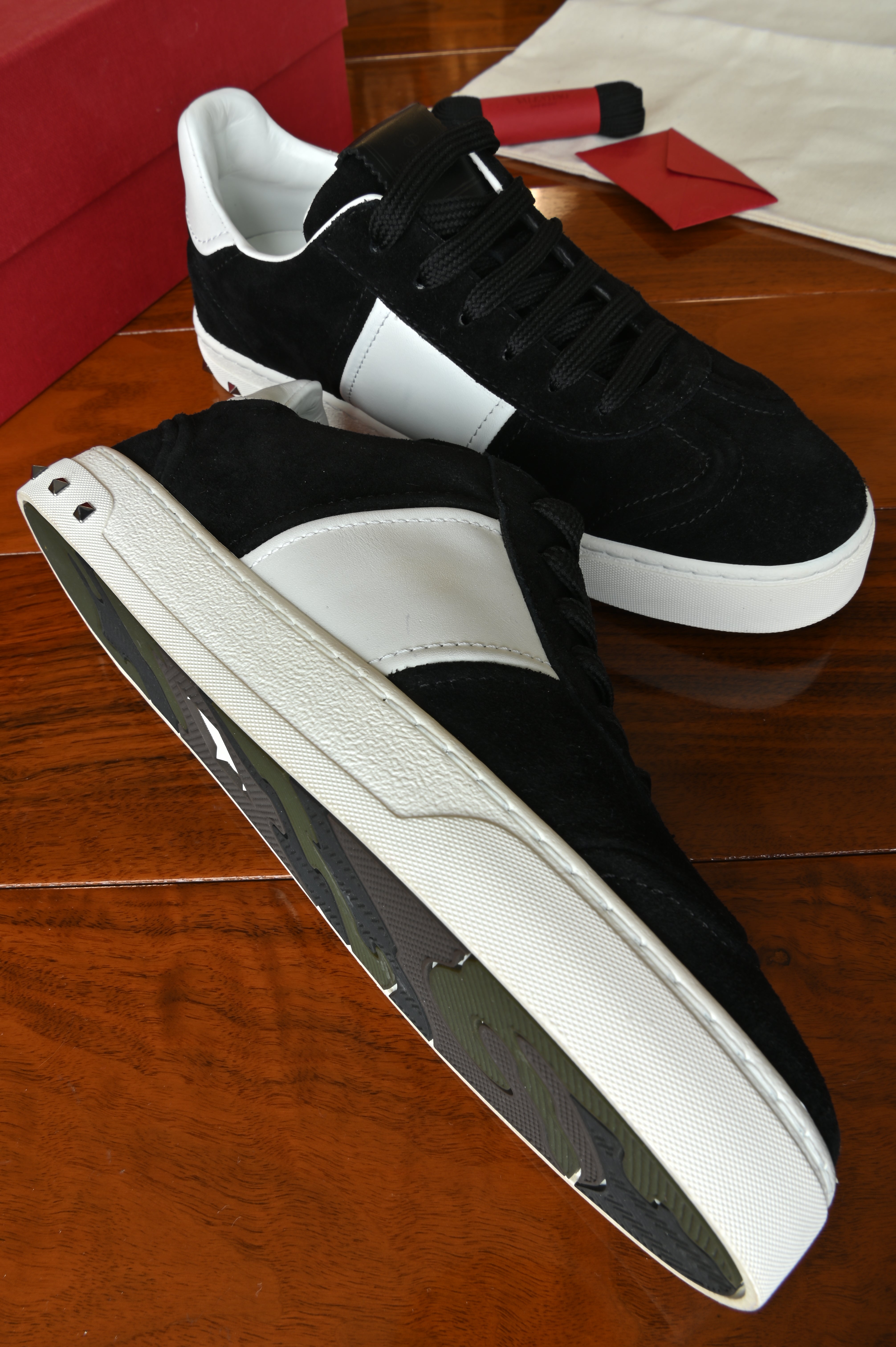Valentino Black Suede White Leather Sneakers left