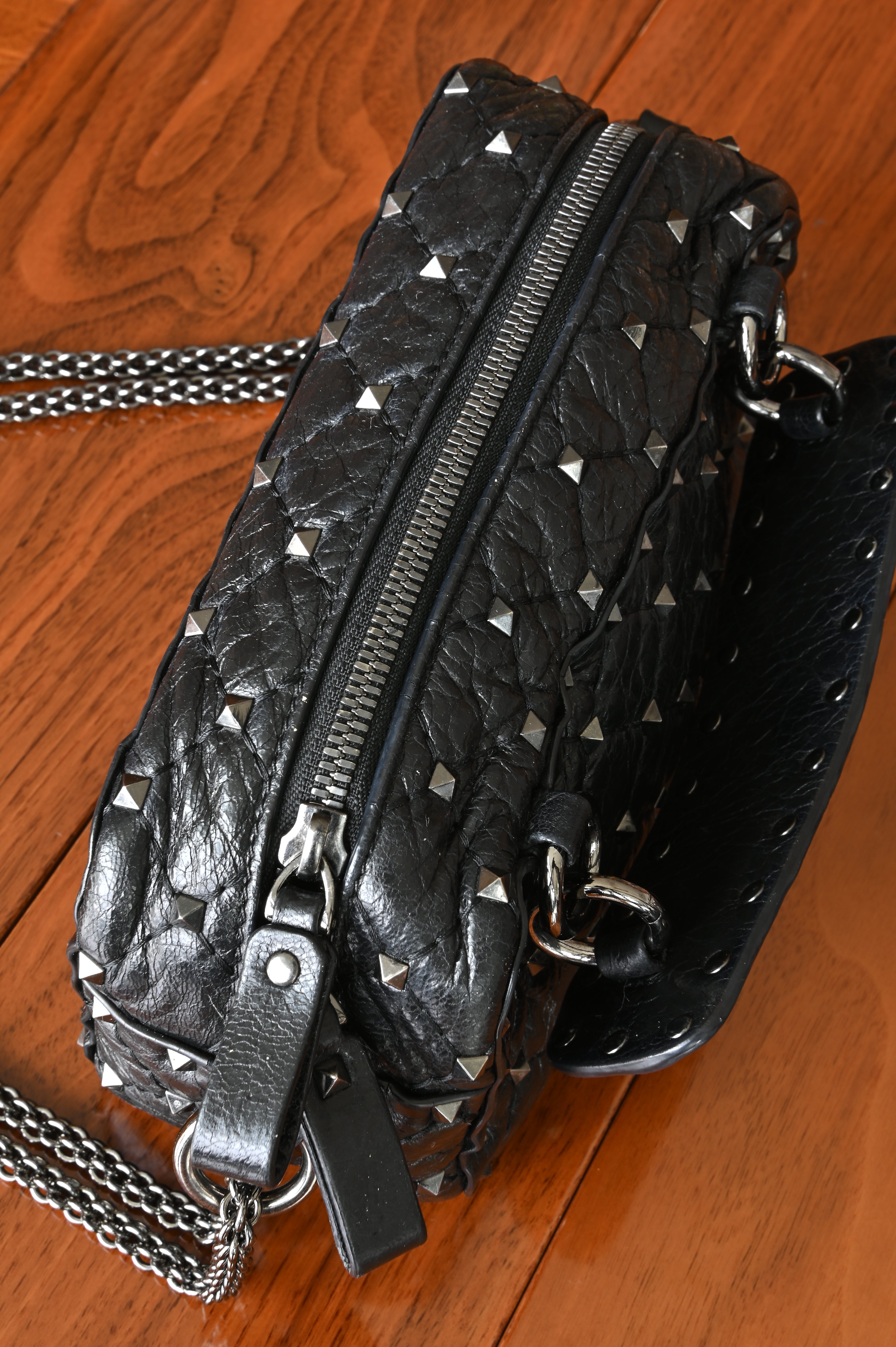 Valentino Garavani Black Rockstud Crossbody Bag top