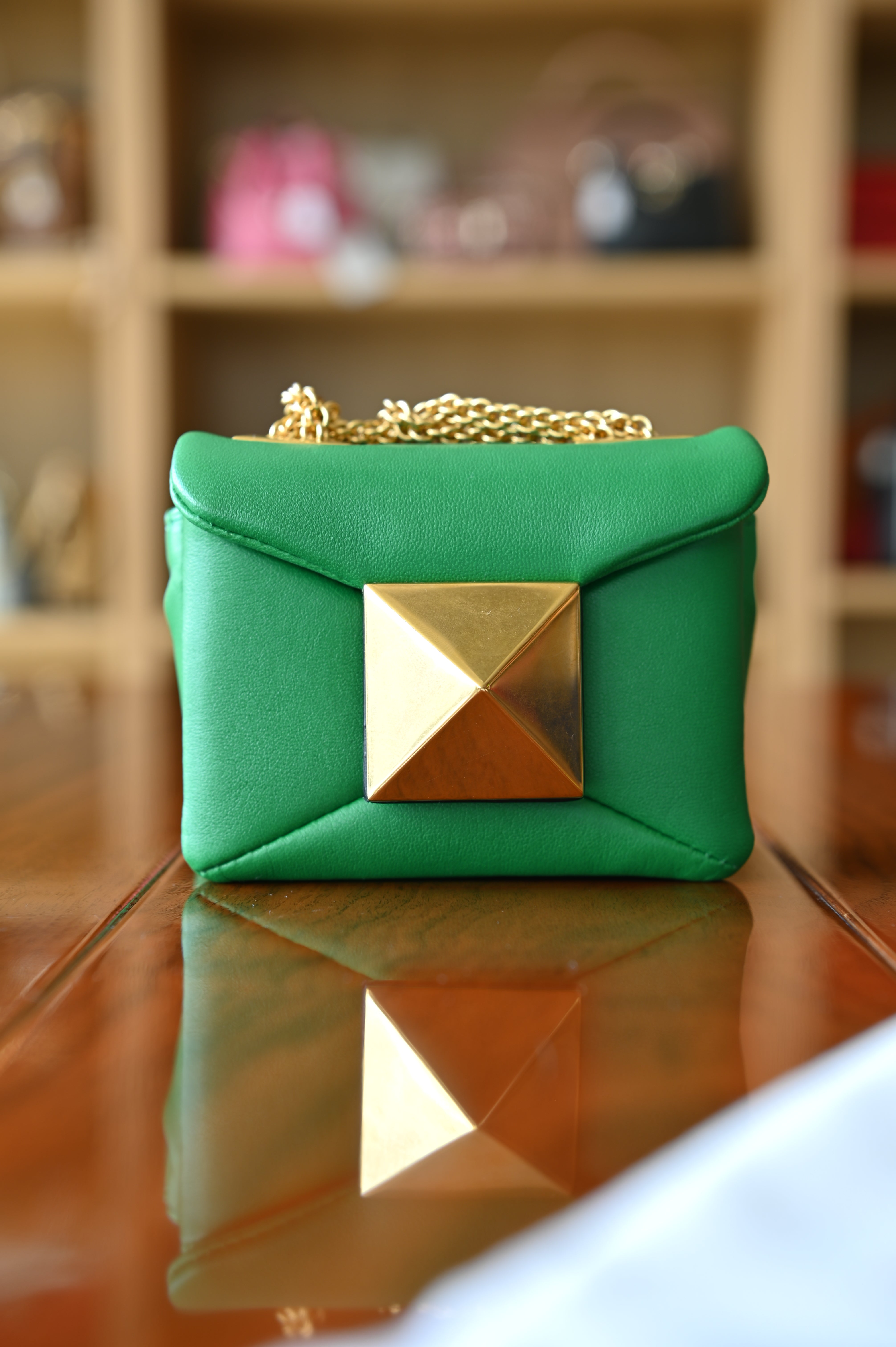 Valentino Garavani One Stud Green Micro Shoulder Bag